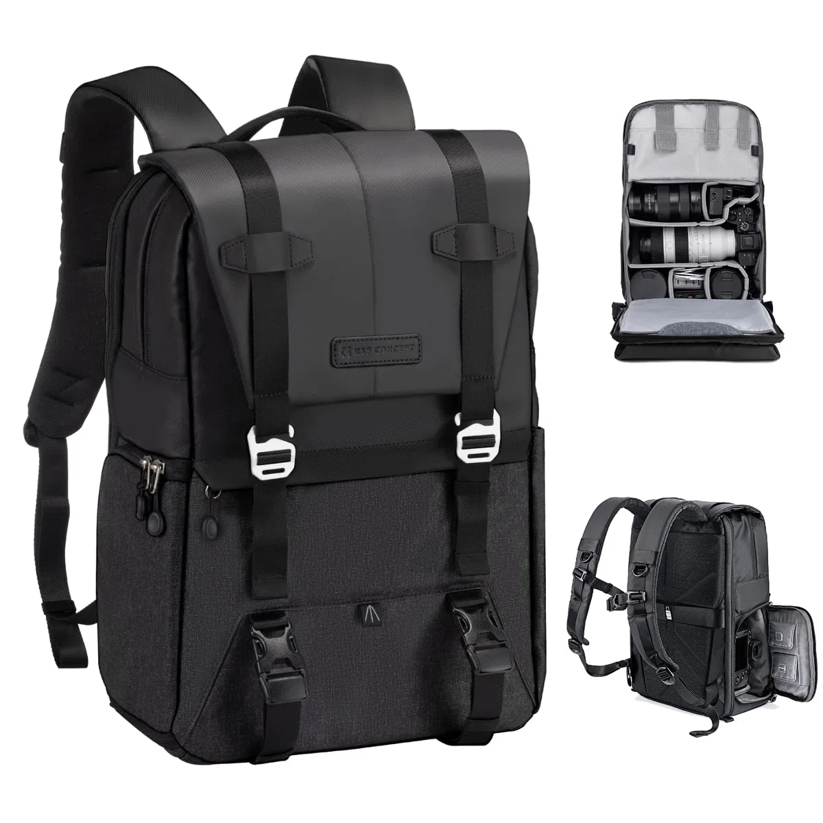 K&F CONCEPT Sac à Dos pour Appareil Photo, Sac Appareil Photo Reflex Grande Capacité résistant à l’eau avec Housse de Pluie pour DSLR Canon Nikon Sony Olympus DJI Drone Portable 15.6''