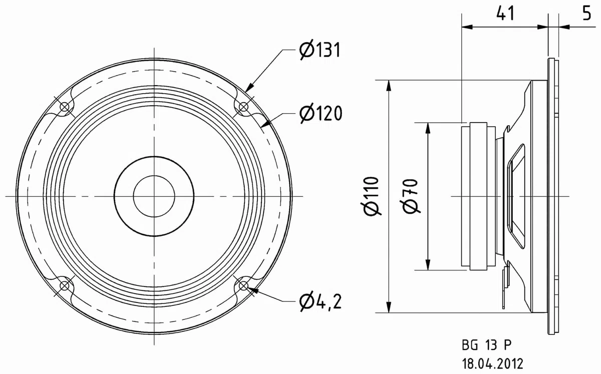 Visaton VS-BG17 - Hauts-parleurs (1.0 canaux, 40 W, 80 – 20000 Hz, 8 Ohm, Noir)