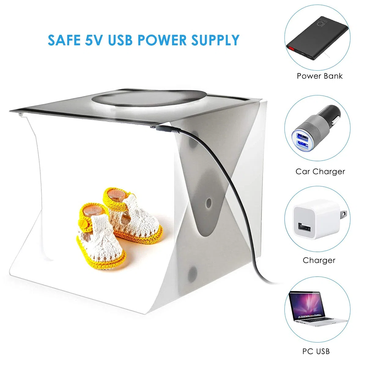 Mini boîte à lumière portable pour studio photo, kit de tente de prise de vue, double bande lumineuse LED, 6 toiles de fond