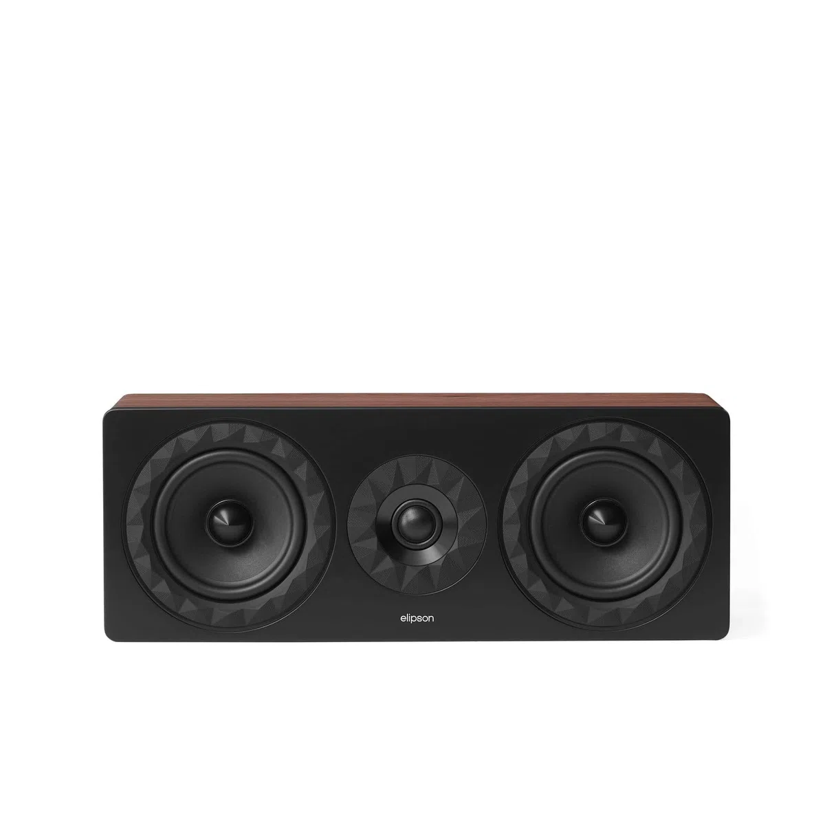 Elipson - Prestige Facet II 11C - Enceinte Centrale 2 Voies Close, 92 DB, 55 Hz-25 kHz, 120 W RMS, Tweeter 25 mm, 2X Haut-parleurs 140 mm, Finition Noir/Noyer