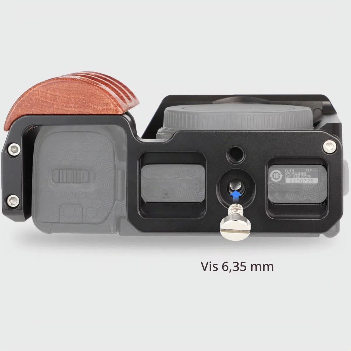Leftfoto Cage en métal avec poignée en bois pour Sony Alpha ZV-E10 Accessoires de prise de vue vidéo, micro griffe/extension de lumière, cage vidéo pour filmer Vlog Camera Kit