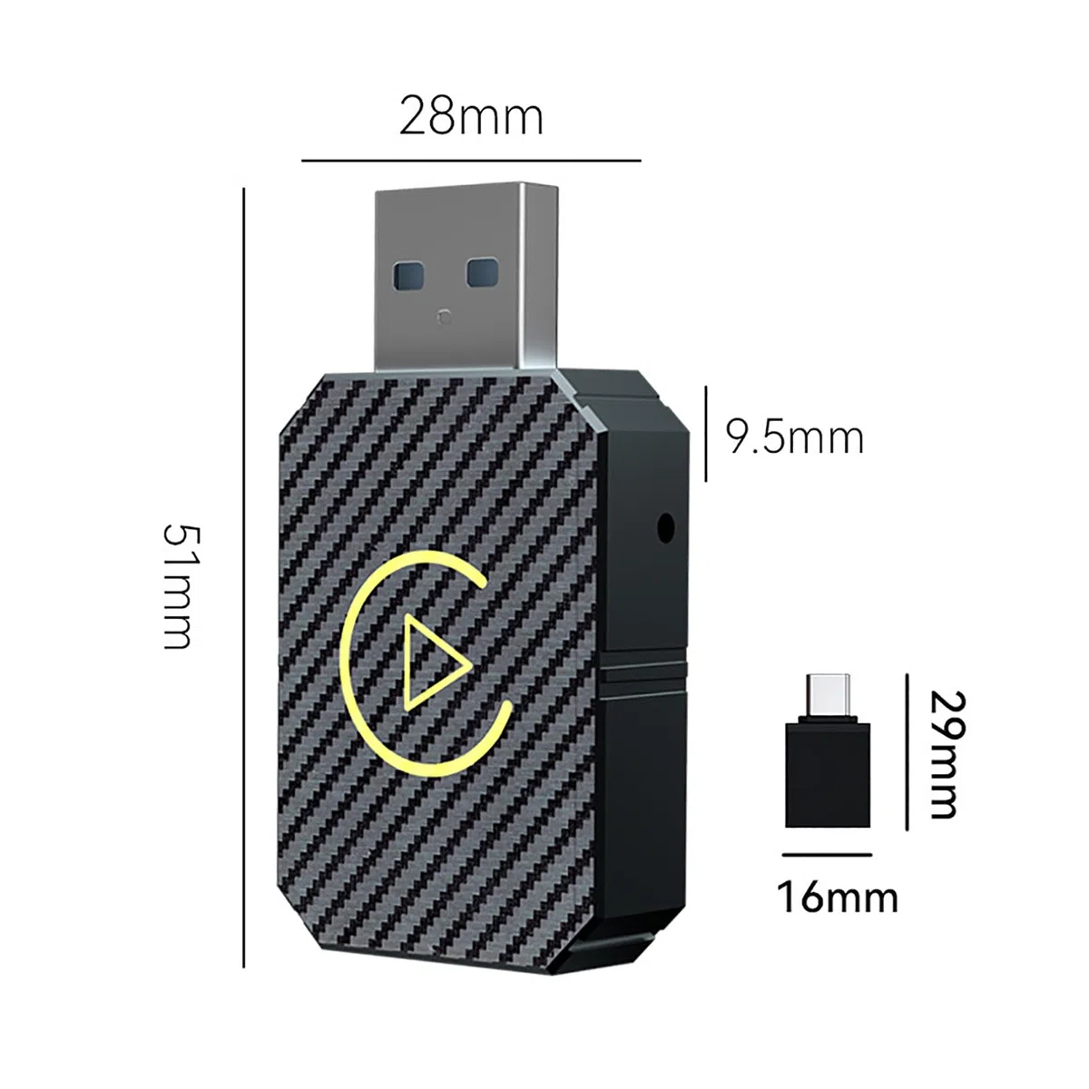 Adaptateur CarPlay sans Fil pour Peugeot 2008 (2nd Gen) 2013 2014 2015 2016 2017 2018 2019 2020 2021 2022 2023, Clé CarPlay Plug & Play, Convertir CarPlay Filaire en CarPlay sans Fil,B Gold