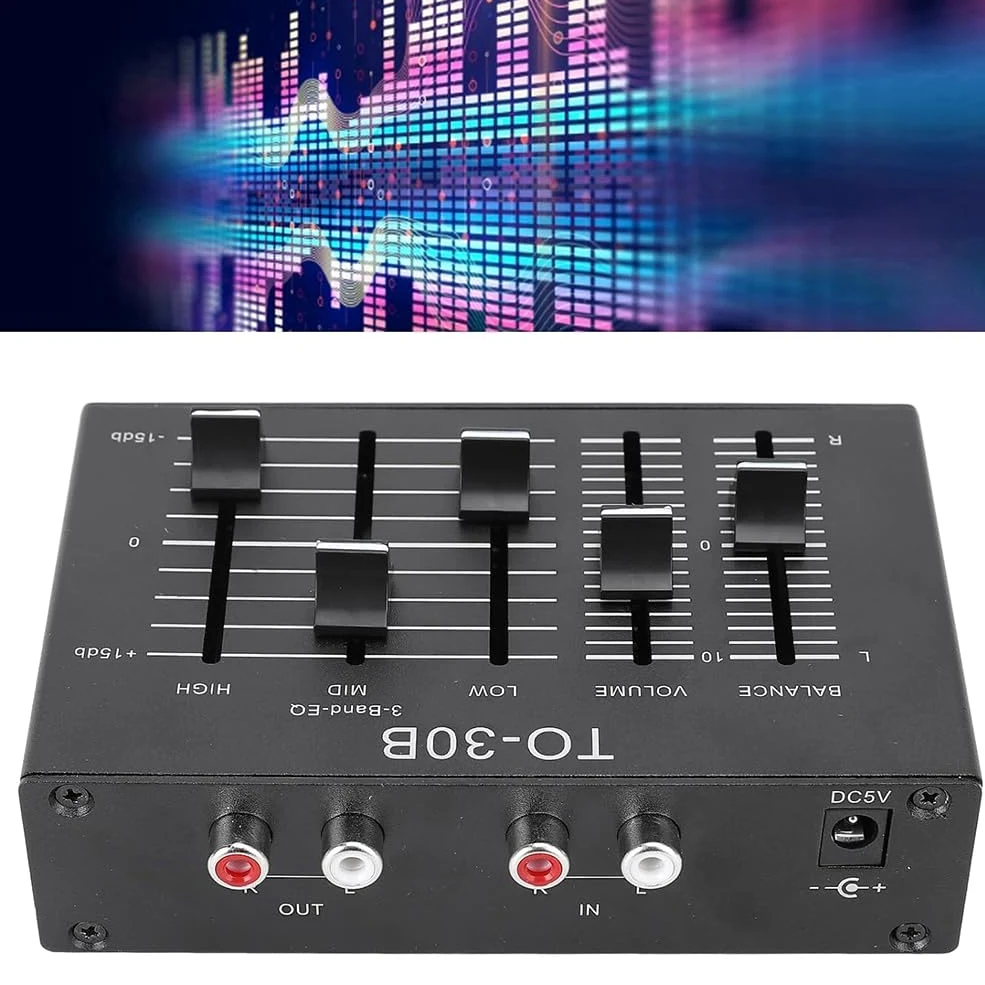 Égaliseur 3 Bandes EQ - Contrôle de Volume à Faible Bruit - Canaux Audio Haute, Moyenne, Basse pour Platines Vinyles, Cartes Son, Guitares
