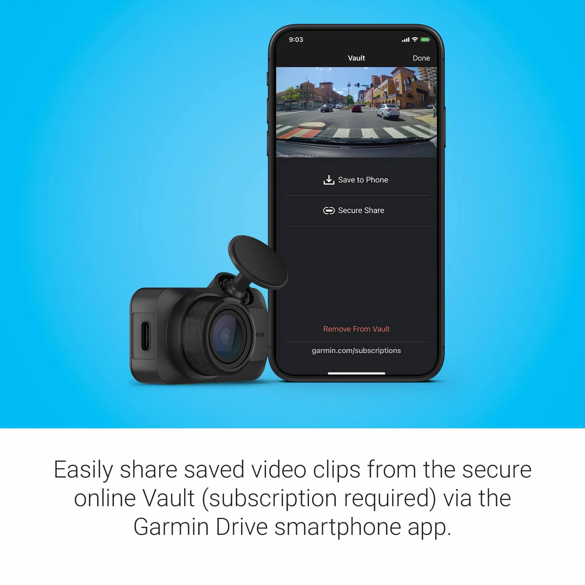 Garmin Dash Cam Mini 3 - Appareil Miniature avec vidéo HD 1080p