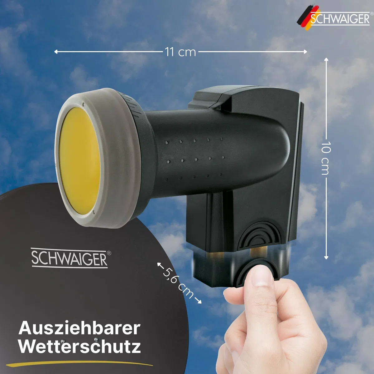 SCHWAIGER 340 Twin LNB Sun Protect Digital résistant à la Chaleur Capuchon LNB Accessoires pour antenne parabolique pour multiswitches Protection Contre Les intempéries Contacts dorés Anthracite