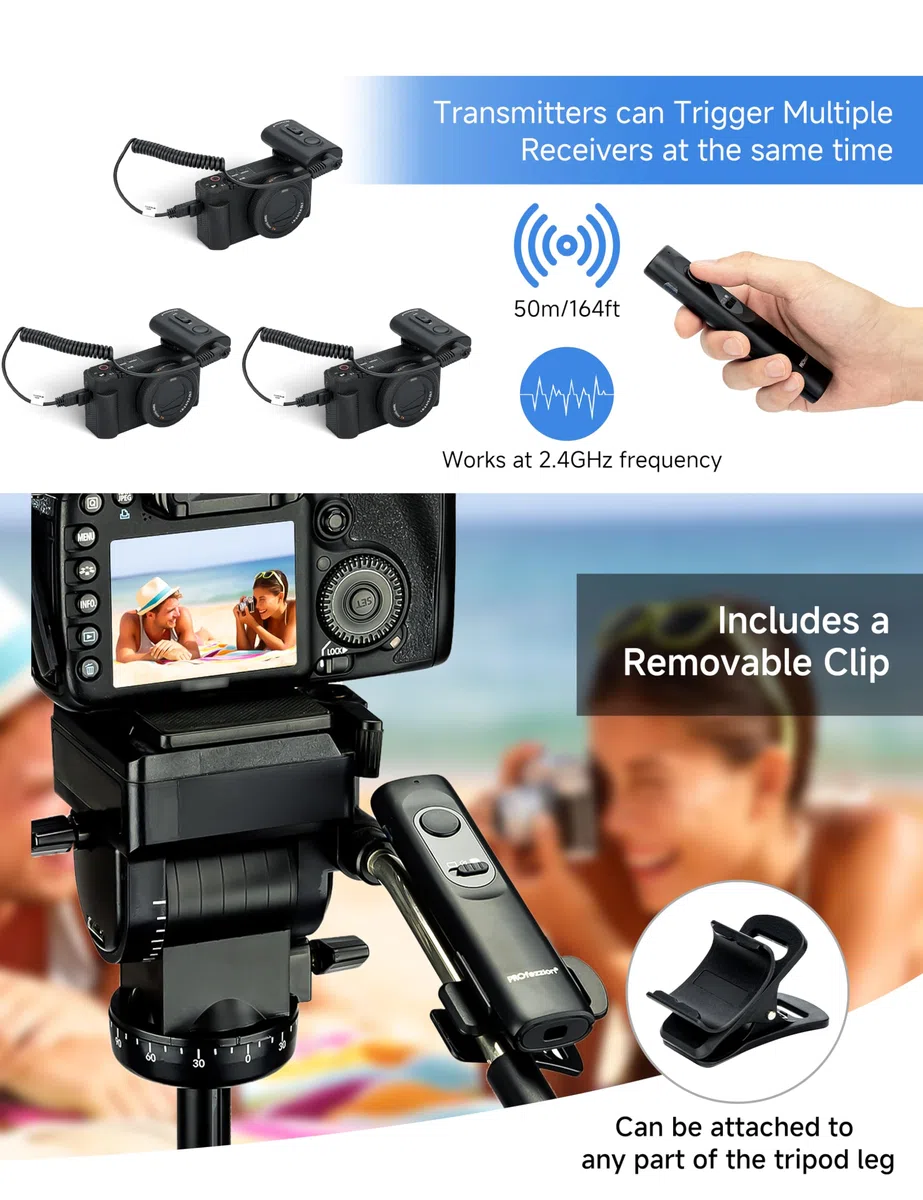 PROfezzion 165ft Télécommande sans Fil Déclencheur à Distance pour Sony A6600 A6500 A6400 A6300 A6100 A7 A7II A7III A7IV A7R A7RII A7RIII A7RIV A7RV A7S A7SII A7SIII A9 RX100 VII VI Caméra et Autres