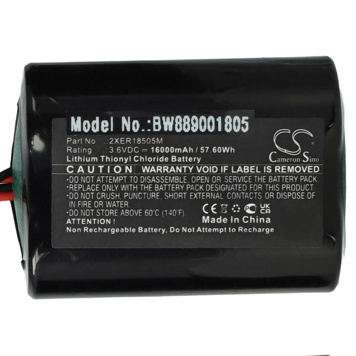 vhbw Pile Remplacement pour Visonic 2XER18505m, 103-304742 pour système d'alarme, sirène extérieure Radio (16000mAh, 3,6V, Li-SOCl2)