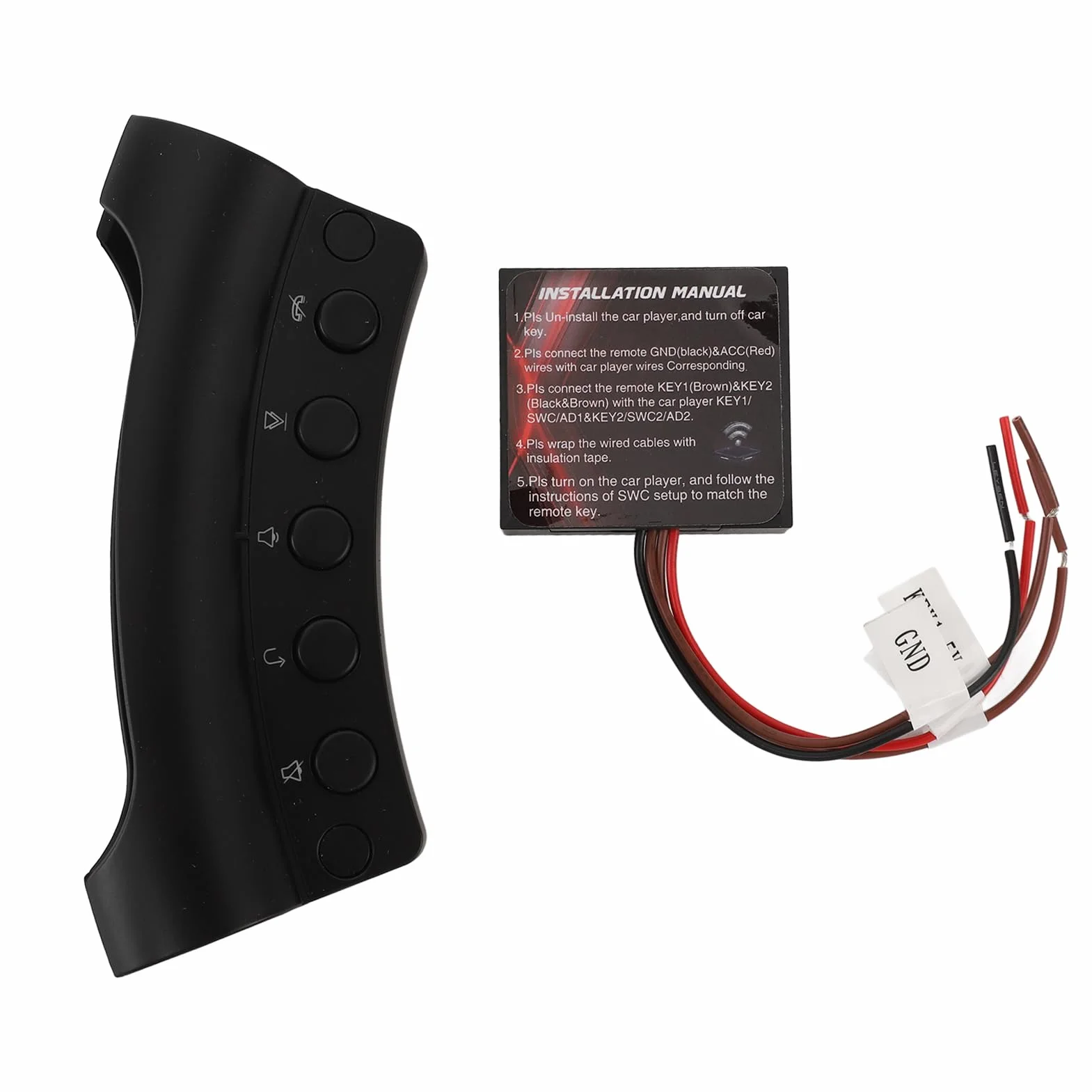 Acouto Autoradio Universel, Lecteur DVD GPS, Contrôleur Multifonctionnel, 10 Touches, Commande sans Fil, Boutons au Volant, Commande Mains Libres pour Navigation