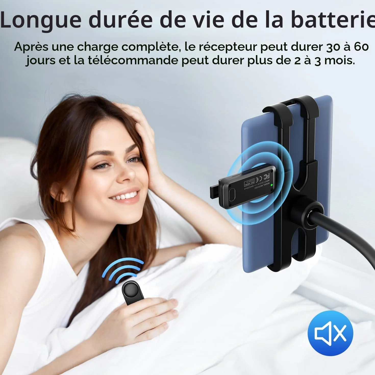 Support pour Kindle avec RF Télécommande Tourne Page (HKRC005) pour Lire au lit, eReaders Support et Télécommande Liseuse for Kindle/iPad/Tablets, Cadeau pour Les Lecteurs