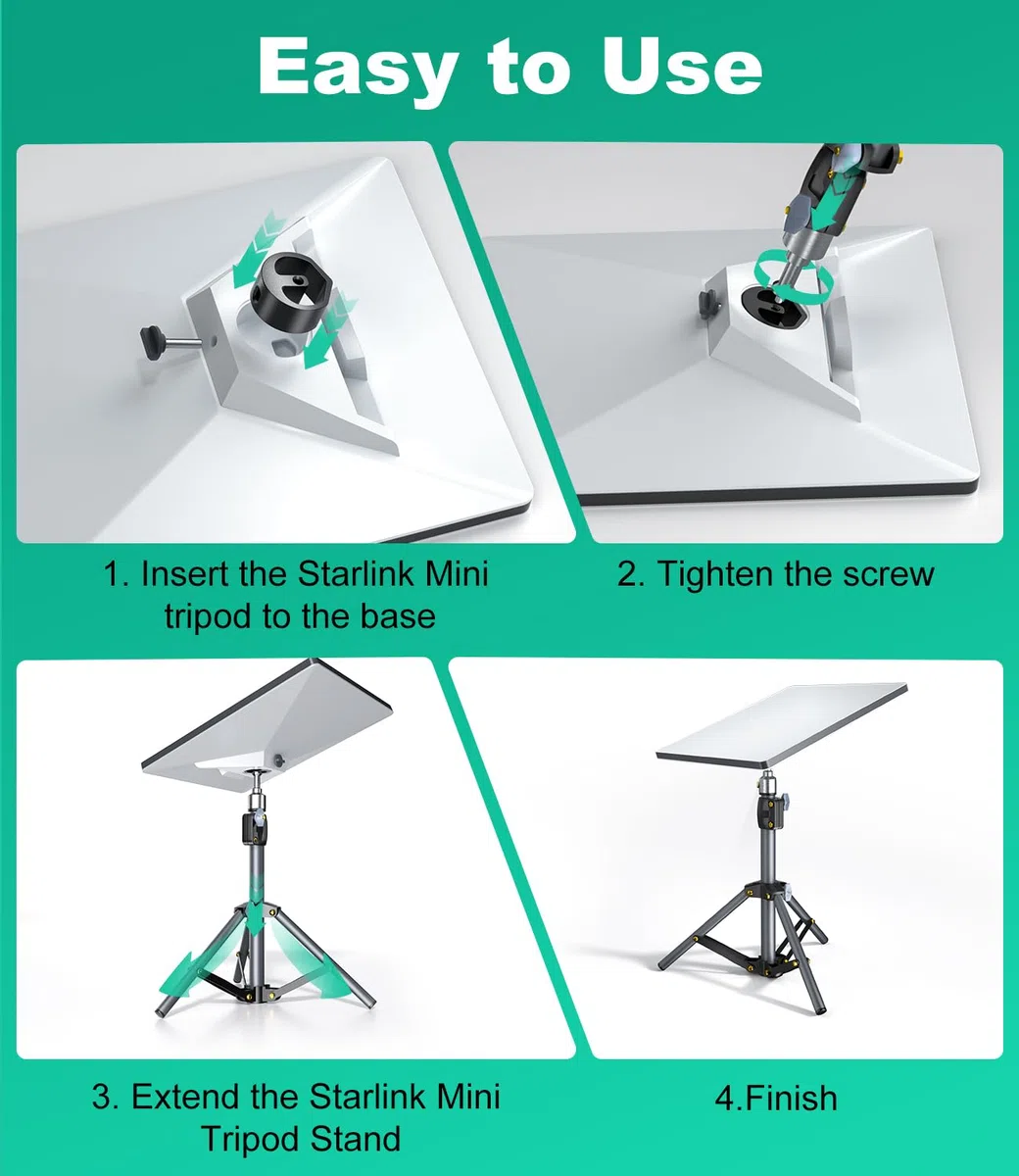 Mini trépied Starlink avec adaptateur, trépied réglable pour mini parabole Starlink, kit de montage portable pour mini support Starlink pour mini accessoires Starlink pour le camping en plein air
