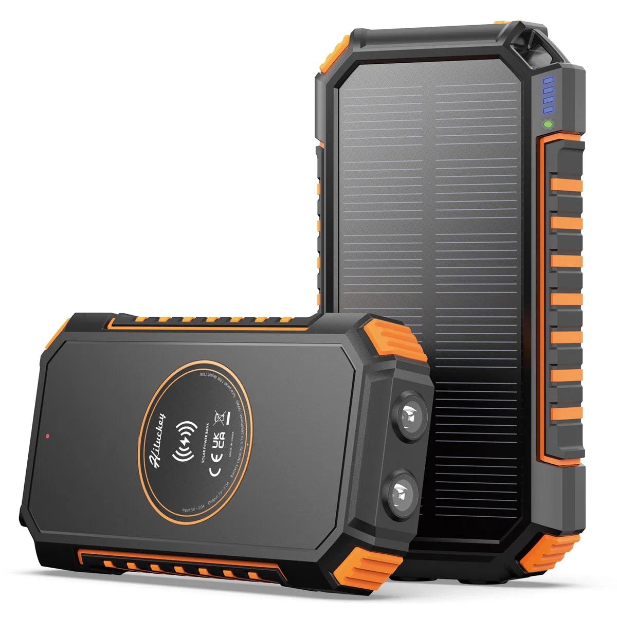 Hiluckey Chargeur Solaire 20000mAh avec 4 USB Portable Batterie Externe sans Fil Powerbank avec Charge Rapide USB C pour Smartphones, Tablette, Outdoor Camping (Orange)