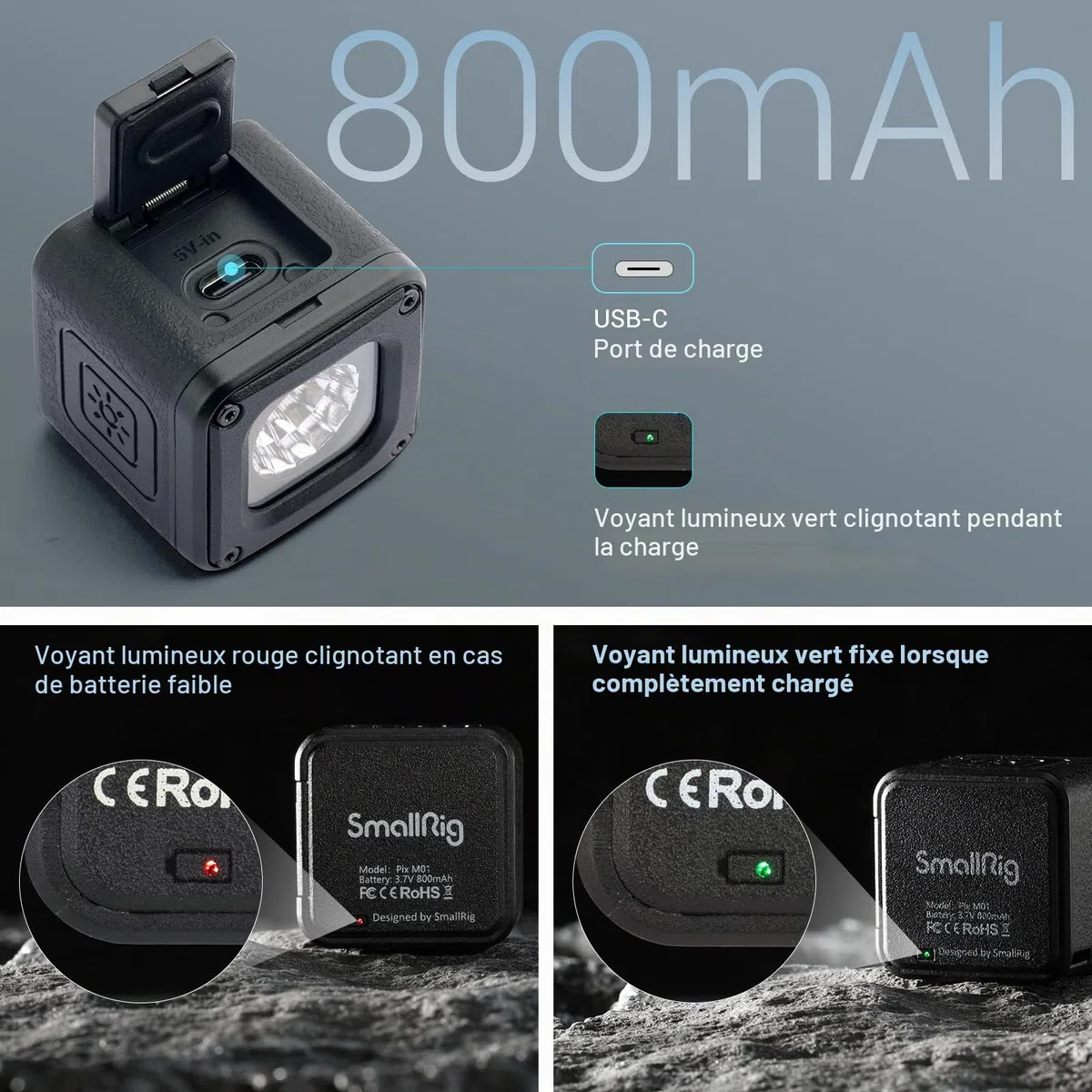 SMALLRIG Lampe Vidéo à LED, Kit d'Éclairage Portable Étanche, Mini Cube avec 8 Filtres de Couleur, Lampe de Photographie à Remplissage Variable 5600K CRI95-3405
