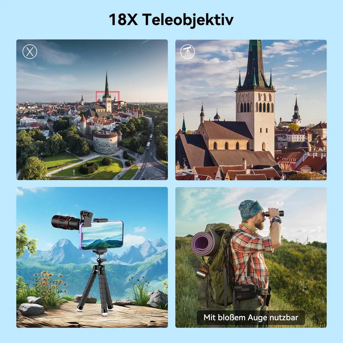 Apexel Kit de lentille de téléphone pour Appareil Photo 18 x téléobjectif Grand Angle et Macro, Objectif Fisheye/kaléidoscope et Filtre étoile avec déclencheur à Distance pour Phone