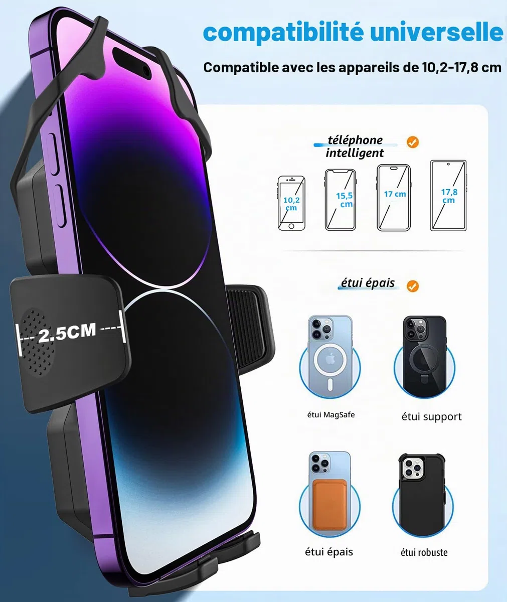Support Téléphone Velo Guidon, Support Téléphone Tapis de Course en Col de Cygne [Durable Flexible] Porte Home Trainer Elliptique für iPhone 15 14 13 Pro Max, Samsung, 4-7" Smartphones