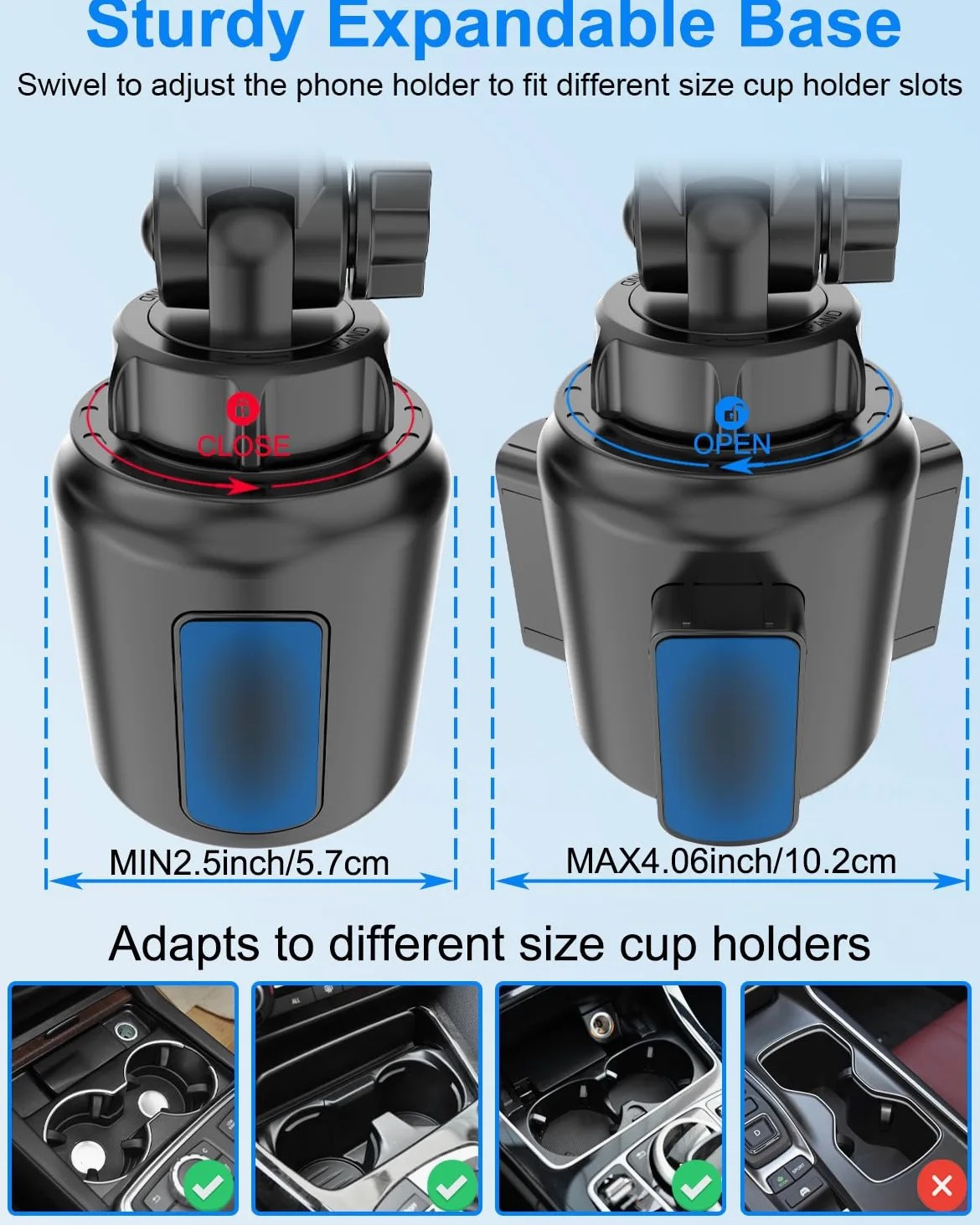 Porte-gobelet de Voiture pour Tablette, [Bras réglable] Support de Tablette pour Camion, Support de téléphone de Voiture pour iPad 12.9 Pro/Air/Mini, Galaxy Tabs, Switch, Plus de téléphones