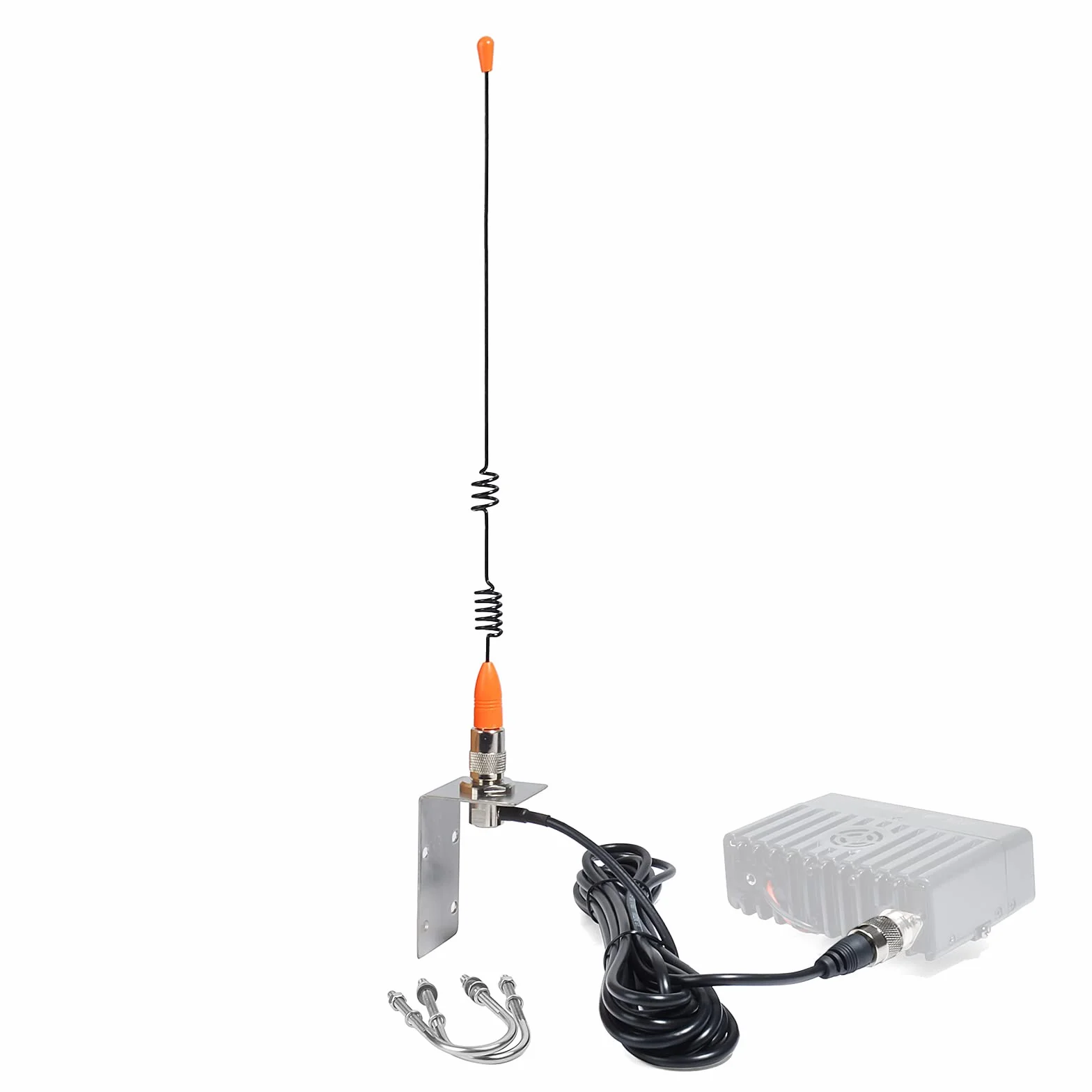 VHF Antenne de Bateau, 156-163 MHz avec câble coaxial RG58 de 5 m et Support de Garde-Boue en Forme de L pour Bateau Maritime, Yacht, Radio Mobile