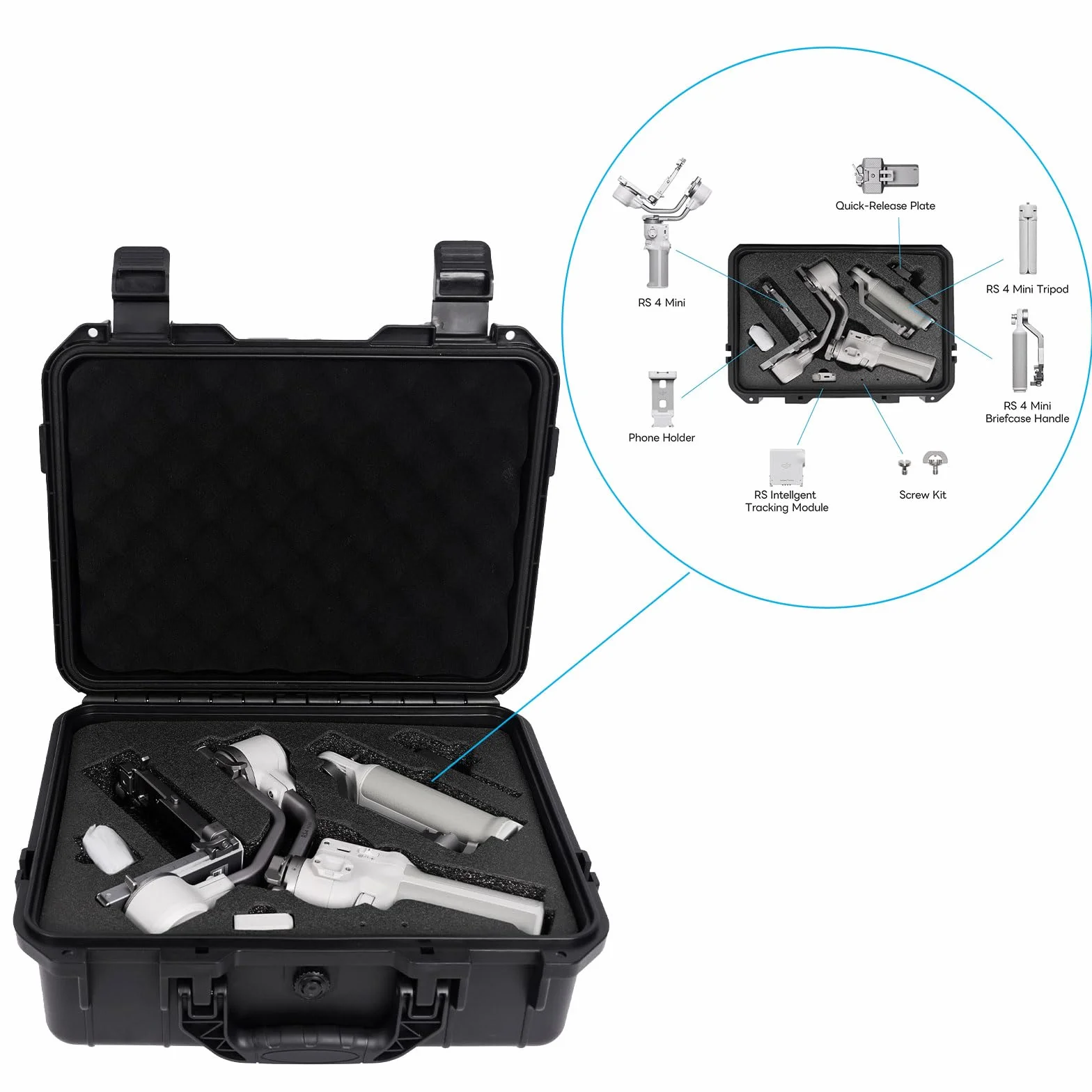 DF DIGITALFOTO Étui de Transport Rigide étanche pour cardan DJI RS4 Mini, Absorption des Chocs et Anti-Collision, pour Rangement de tir en Plein air, Noir, Extérieur