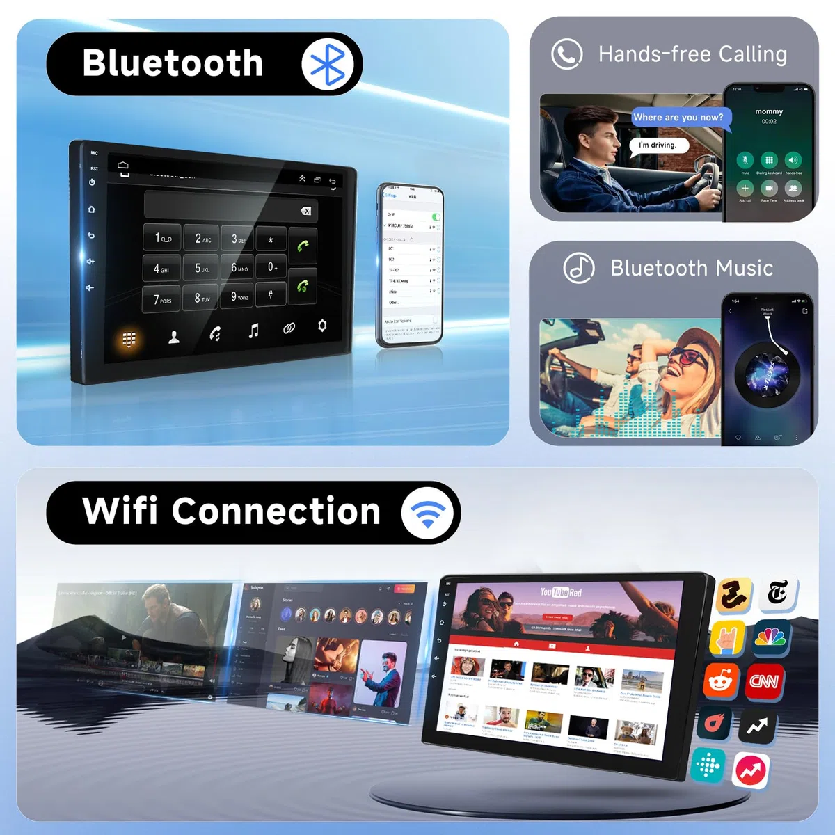 Autoradio sans fil Carplay pour Citroën C1/Toyota Aygo/Peugeot 107 2005-2014, Podofo écran tactile 10,1 pouces Android avec Android Auto sans fil, Bluetooth/GPS/WiFi/FM/RDS/HiFi/USB/Contrôle du volant