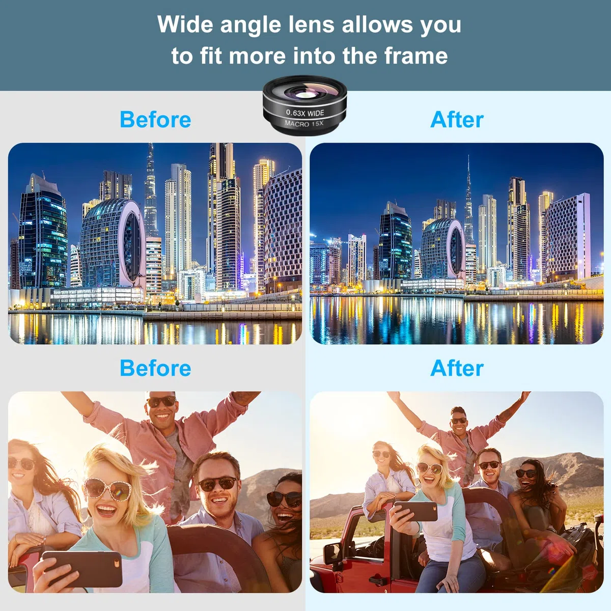 Kit 11 en 1 pour Appareil Photo de téléphone Portable, Objectif Grand Angle et Objectif Macro, Objectif fisheye, téléobjectif, CPL, Flux, Radial, étoile, Filtre Doux, lentille kaléidoscope Compatible