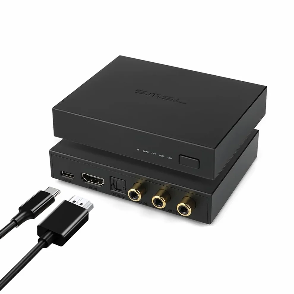 SMSL PS100 Convertisseur DA Multifonctionnel, Entrées USB/Opt/Coax/Bluetooth/HDMI Audio 192kHz DAC Convertisseurs Numérique-Analogique, pour HDTV, DVD, Lecteurs Blu-Ray, Systèmes Home Cinéma