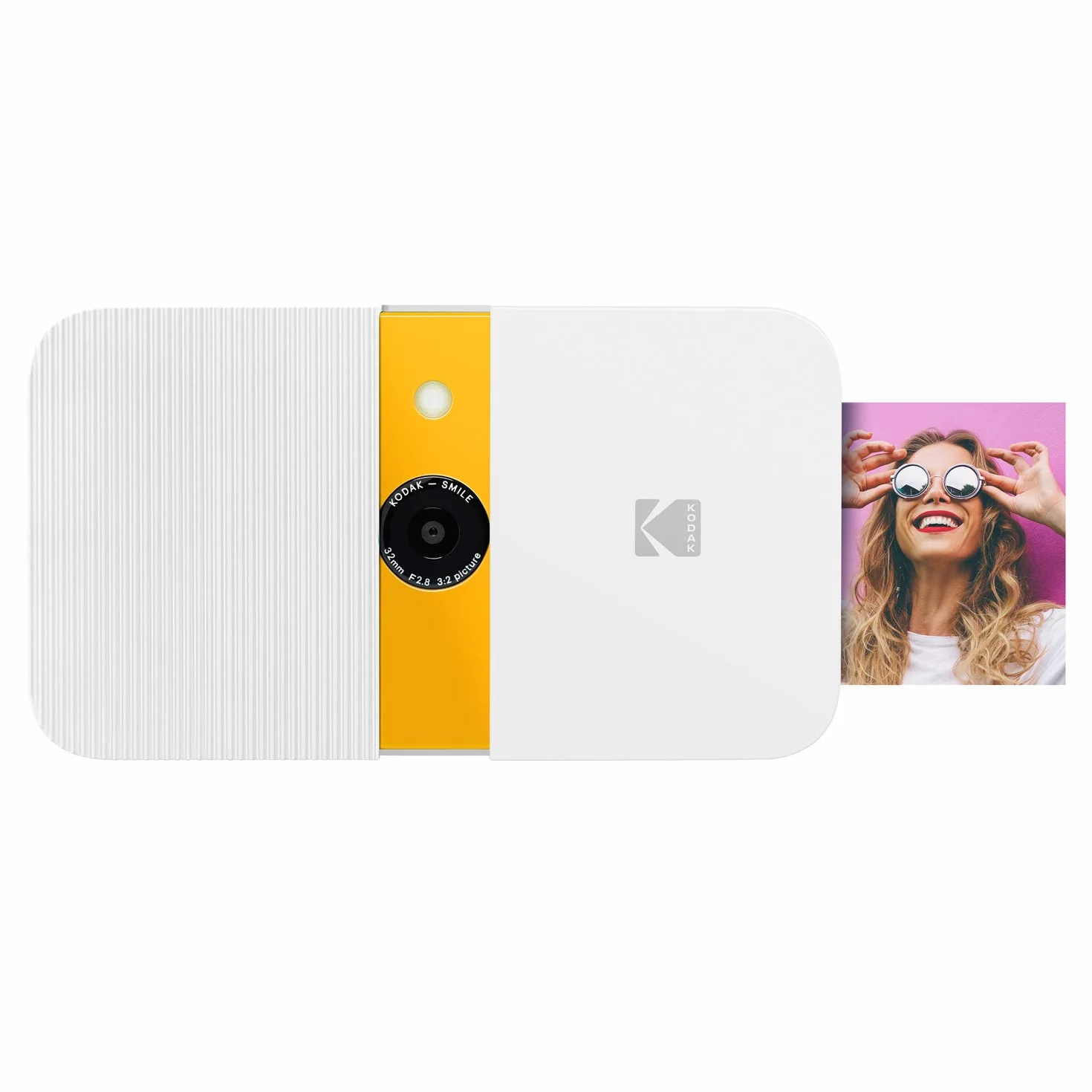 KODAK Smile Appareil photo numérique - Appareil photo numérique à ouverture par glissière 10 MP avec imprimante ZINK 2x3 - Blanc/ Jaune