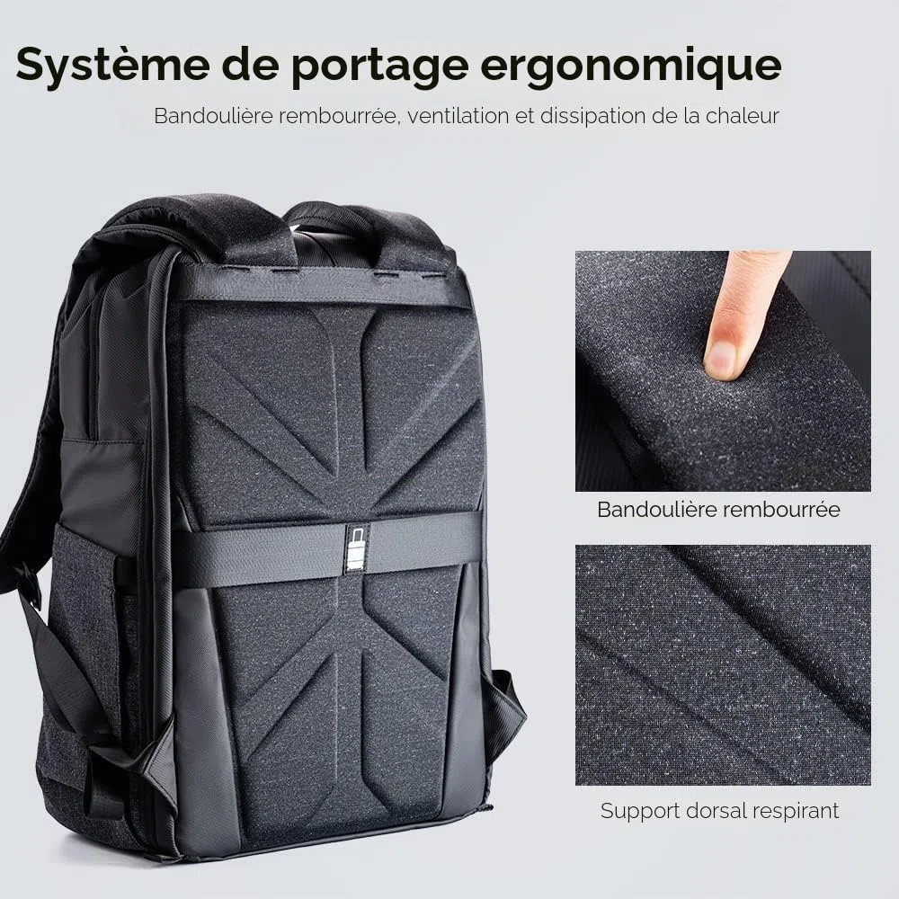 K&F CONCEPT Sac à Dos pour Appareil Photo, Sac Appareil Photo Reflex Grande Capacité résistant à l’eau avec Housse de Pluie pour DSLR Canon Nikon Sony Olympus DJI Drone Portable 15.6''