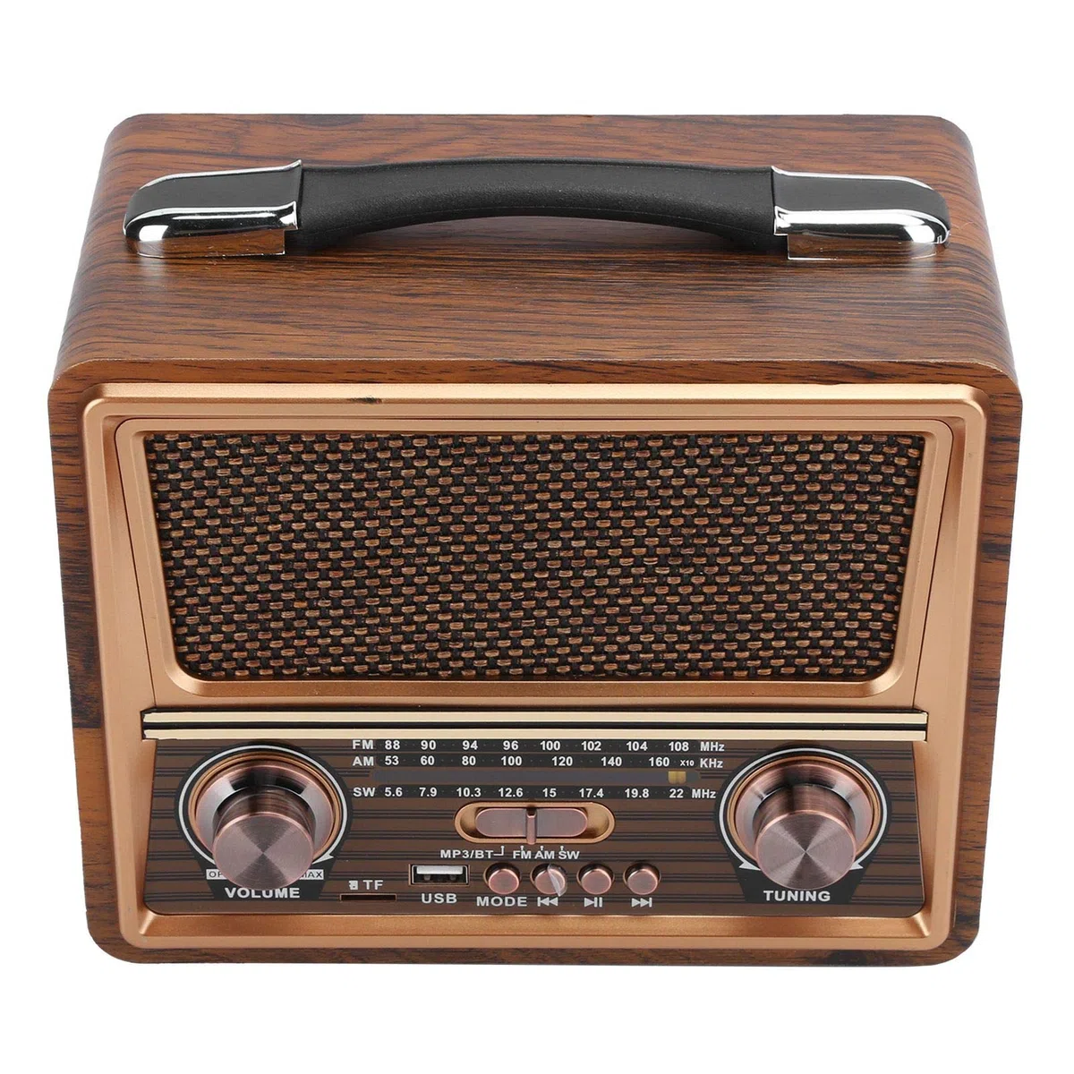 Radio Radio en Bois Portable 110/220V réglable FM/AM/SW Radio Portable en Bois sans Fil Bluetooth Haut-Parleur Rechargeable(Je)