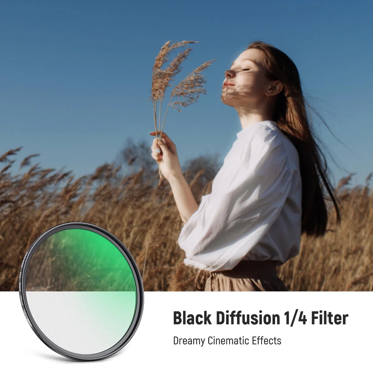 NEEWER 82mm Filtre à Diffusion Noir 1/4 pour Effet Cinématographique Brumeux, Filtre Ultra-mince à Nano-revêtements Multiples pour Photographie de Portrait Vlog et de Vidéo