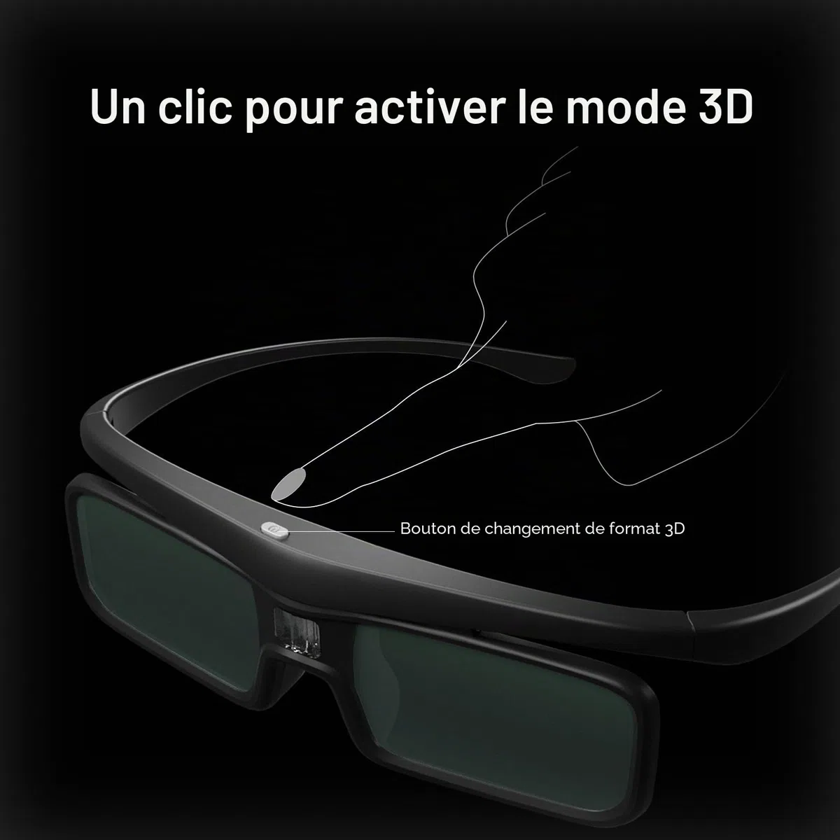 Valerion DLP Link Lunettes 3D à obturation actives rechargeables compatibles avec VisionMaster Max/Pro2/Pro, StreamMater Puls2/Puls et autres projecteurs 3D DLP-Link (1 paquet)