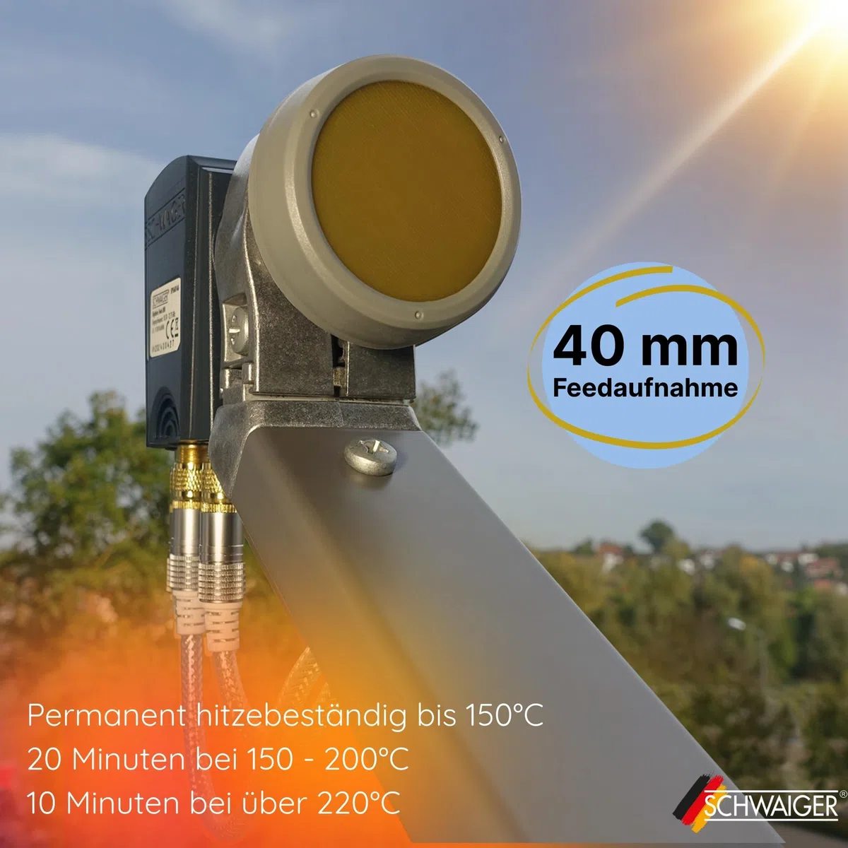 SCHWAIGER 340 Twin LNB Sun Protect Digital résistant à la Chaleur Capuchon LNB Accessoires pour antenne parabolique pour multiswitches Protection Contre Les intempéries Contacts dorés Anthracite