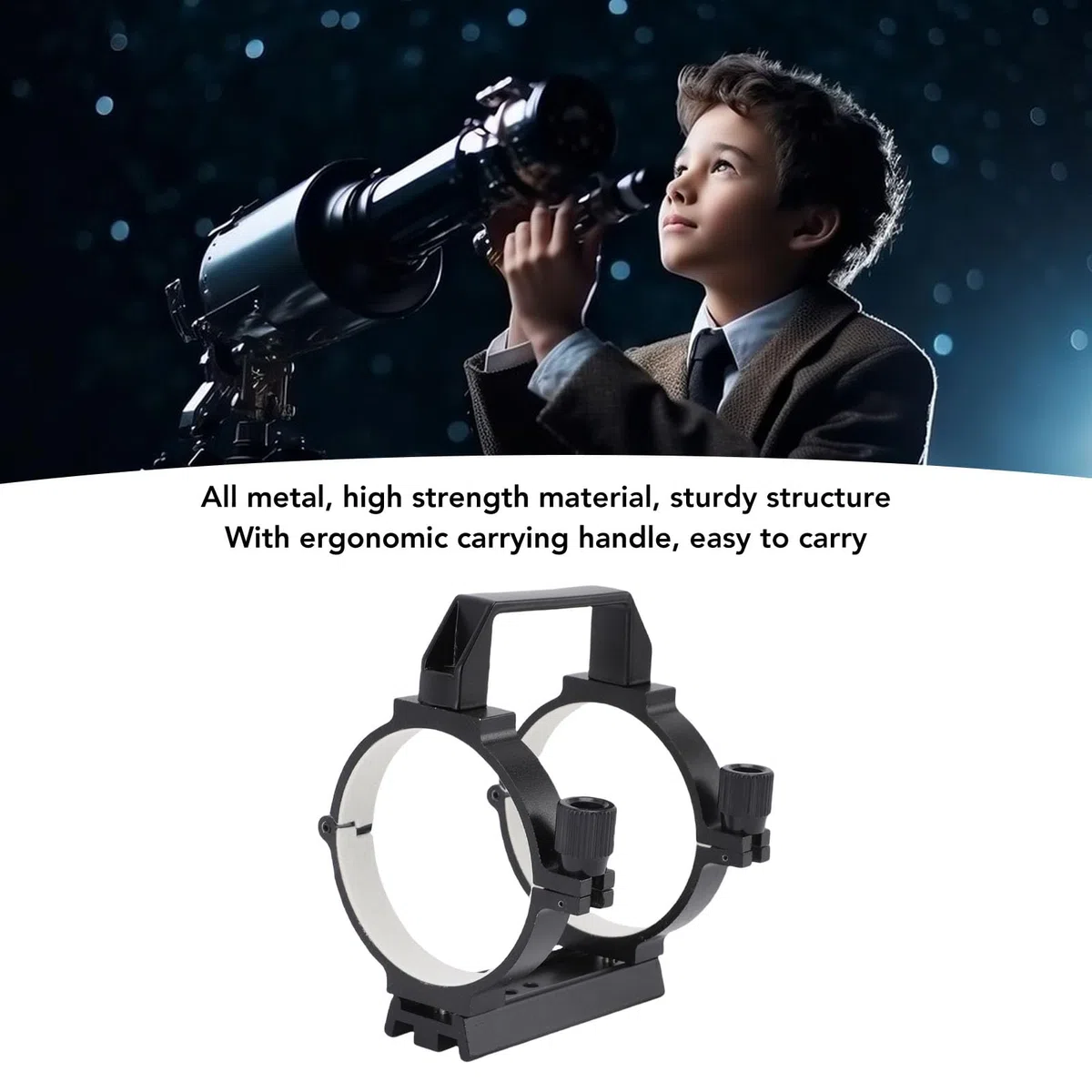 Anneau de Tube de Télescope, Support de Pince de Tube Optique de 90 Mm de Diamètre Intérieur avec Plaque en Queue d'aronde de 108 Mm pour Accessoires de Télescope Astronomique de 80 à 90