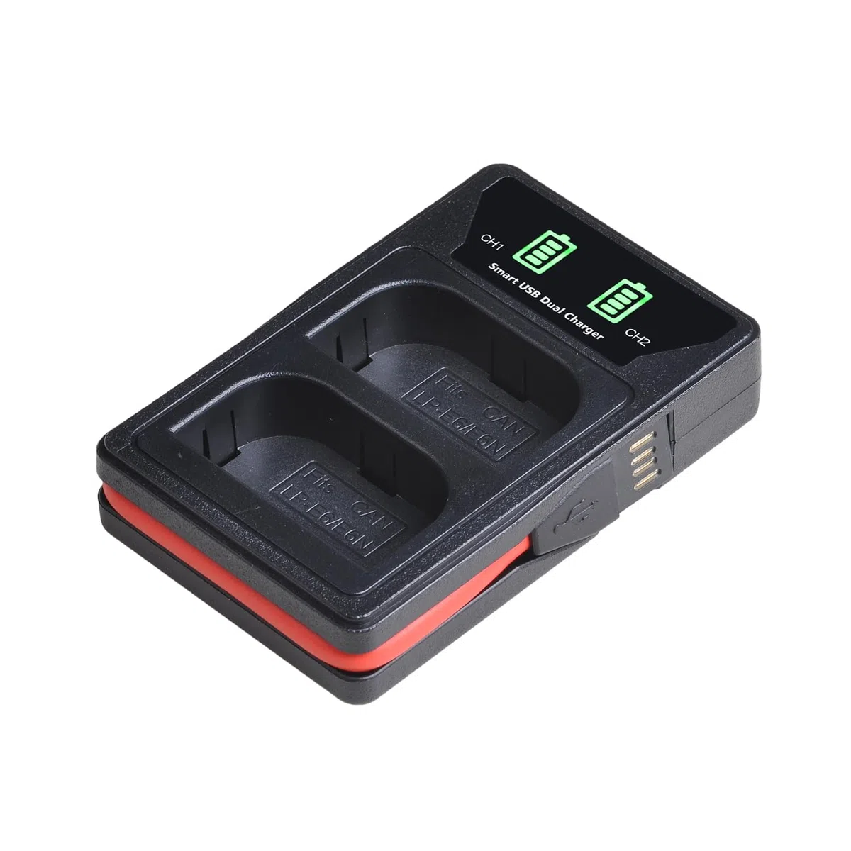 DuraPro Lot de 2 batteries LP-E6 + Chargeur USB intégré avec LED et port Type C pour Canon LP-E6, LP-E6N et Canon EOS 5D Mark II/III, 5DS, 5DS R, 6D, 7D, 70D, 80D, XC10, appareils photo Blackmagic 4K
