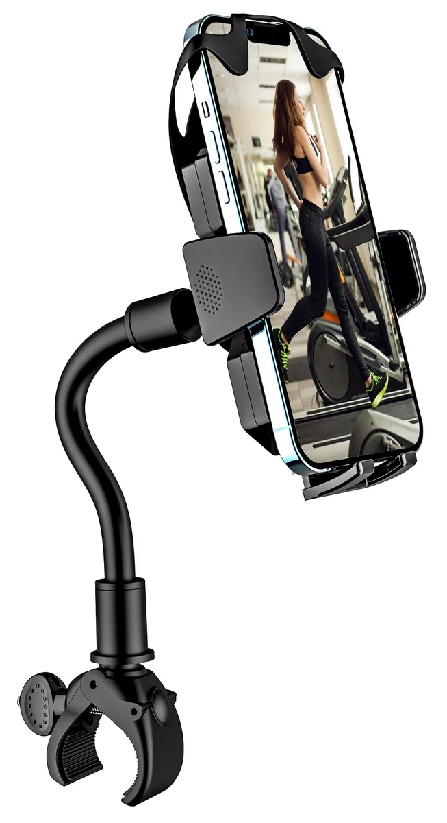 Support Téléphone Velo Guidon, Support Téléphone Tapis de Course en Col de Cygne [Durable Flexible] Porte Home Trainer Elliptique für iPhone 15 14 13 Pro Max, Samsung, 4-7" Smartphones