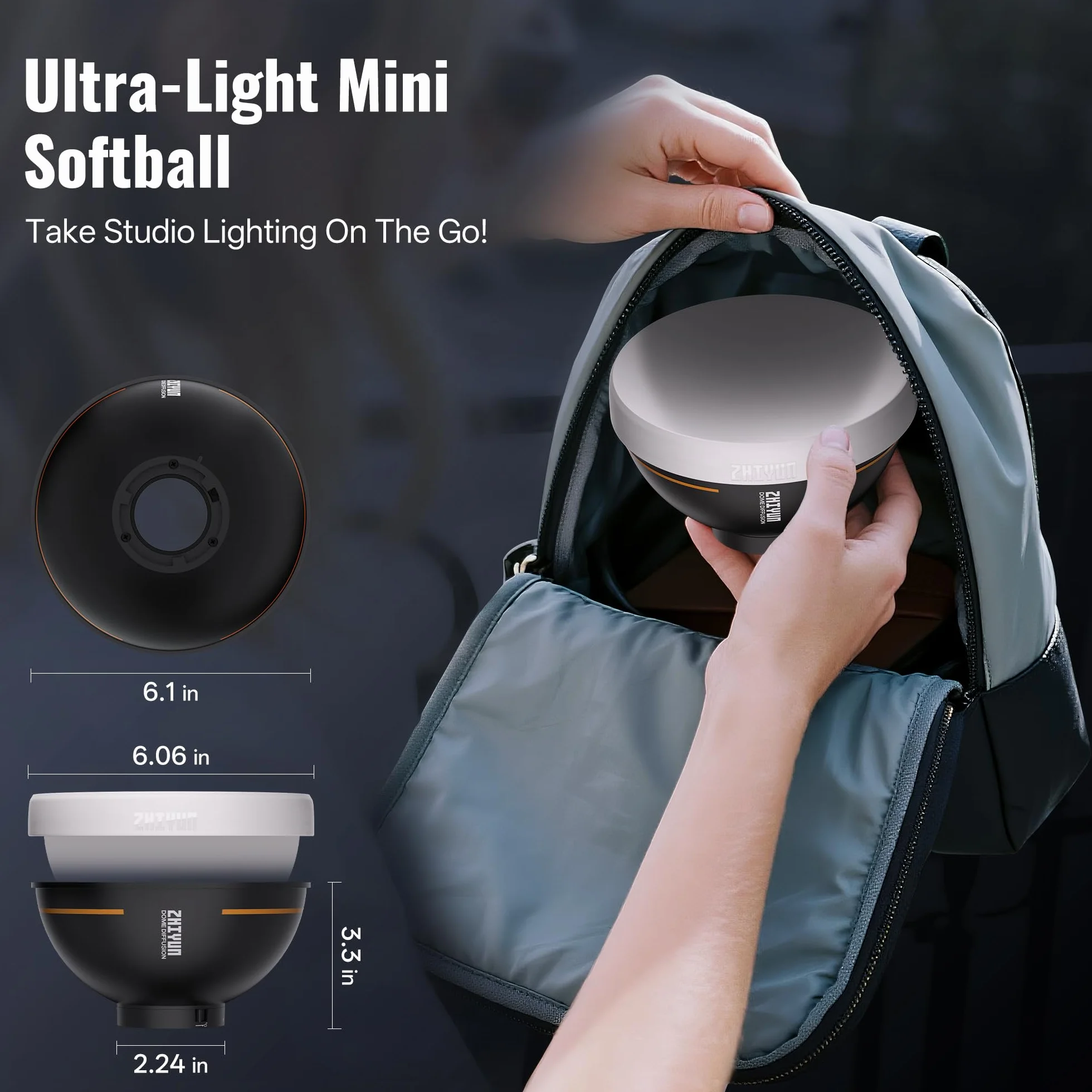 ZHIYUN Diffuseur Dome pour Lampe Vidéo X60/ CX100/ G60/ X100 avec ZY Mount