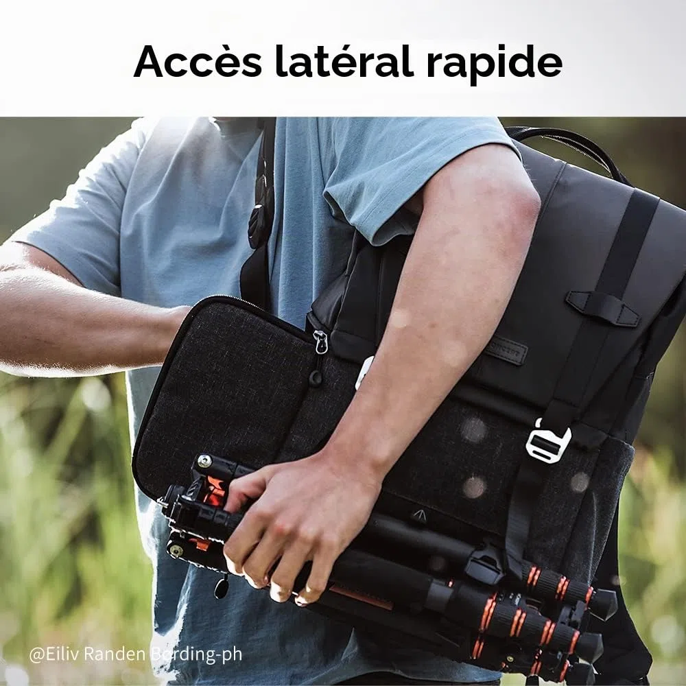 K&F CONCEPT Sac à Dos pour Appareil Photo, Sac Appareil Photo Reflex Grande Capacité résistant à l’eau avec Housse de Pluie pour DSLR Canon Nikon Sony Olympus DJI Drone Portable 15.6''