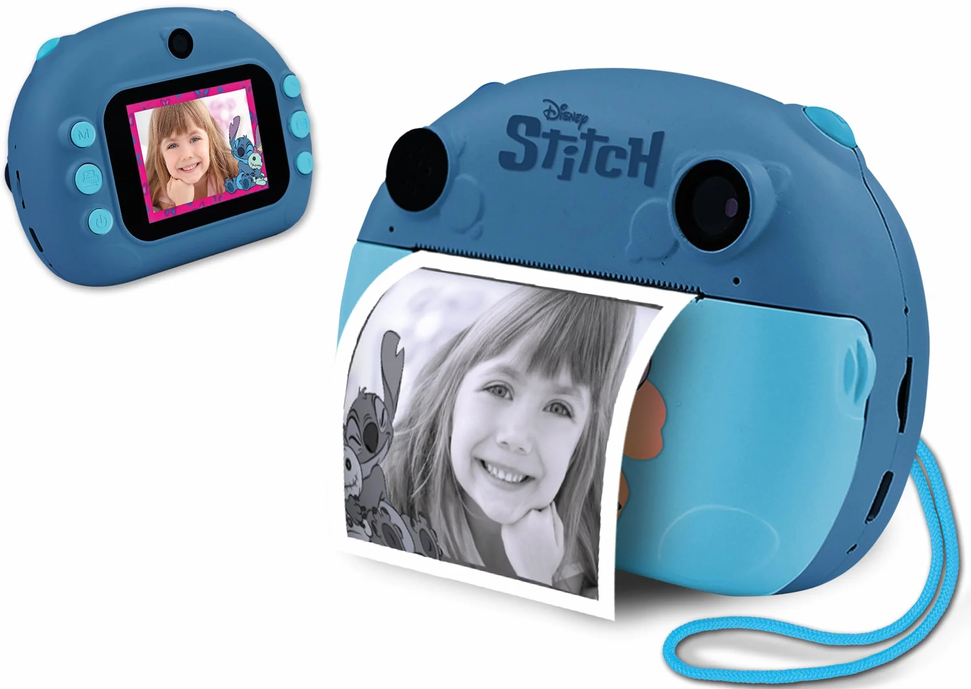 Lisciani - Appareil Photo Instantané Stitch Disney - pour Enfants dès 6 Ans - Impression Photo Immédiate - Vidéo et Selfie - 3 Rouleaux Inclus (180 Photos) - Batterie Rechargeable
