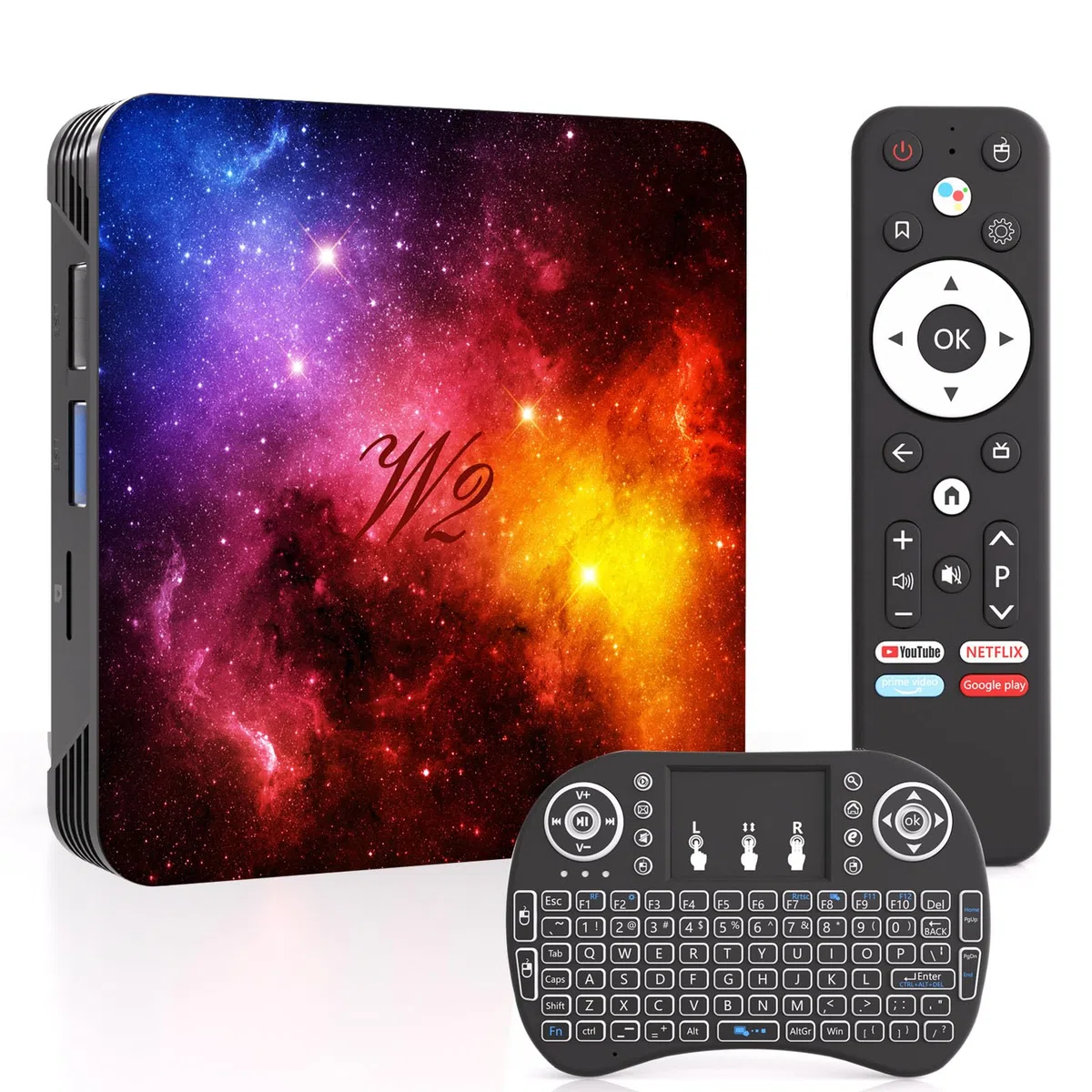 Boîtier Android TV 14, 4Go RAM 128Go ROM Mali-G31, WiFi 6, Bluetooth 5.0, 8K UHD 3D, Ports USB & HDMI, Boîtier Android TV 14 avec Mini Clavier et