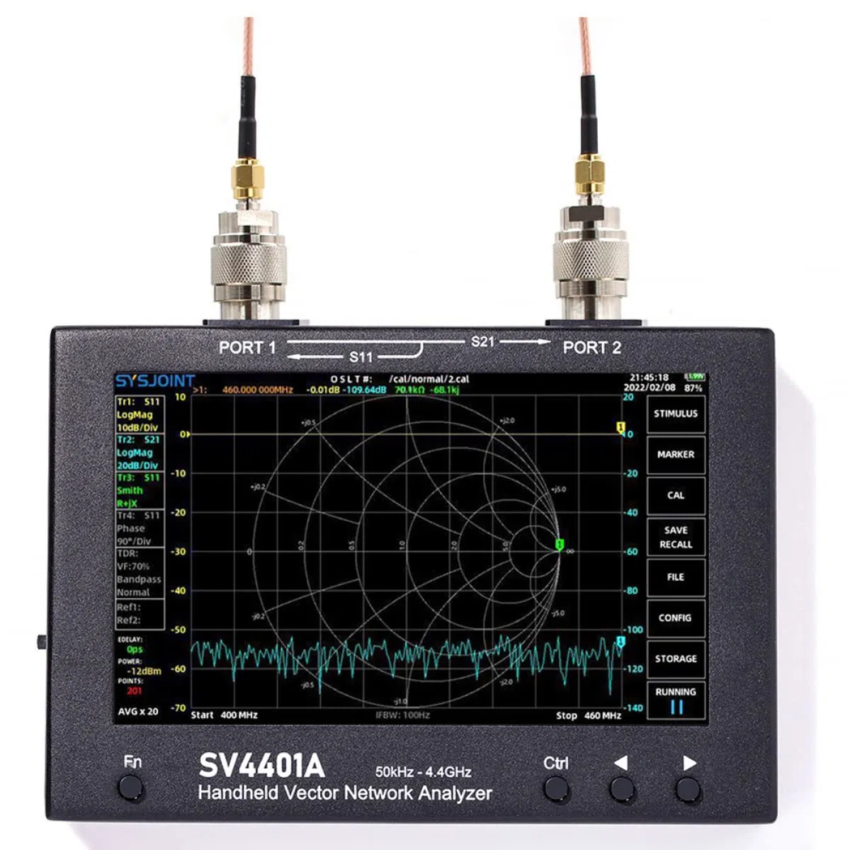SV4401A Analyseur de réseau vectoriel dynamique 100 dB 7" LCD VNA avec mémoire de 8 Go pour diagnostic de câble réseau