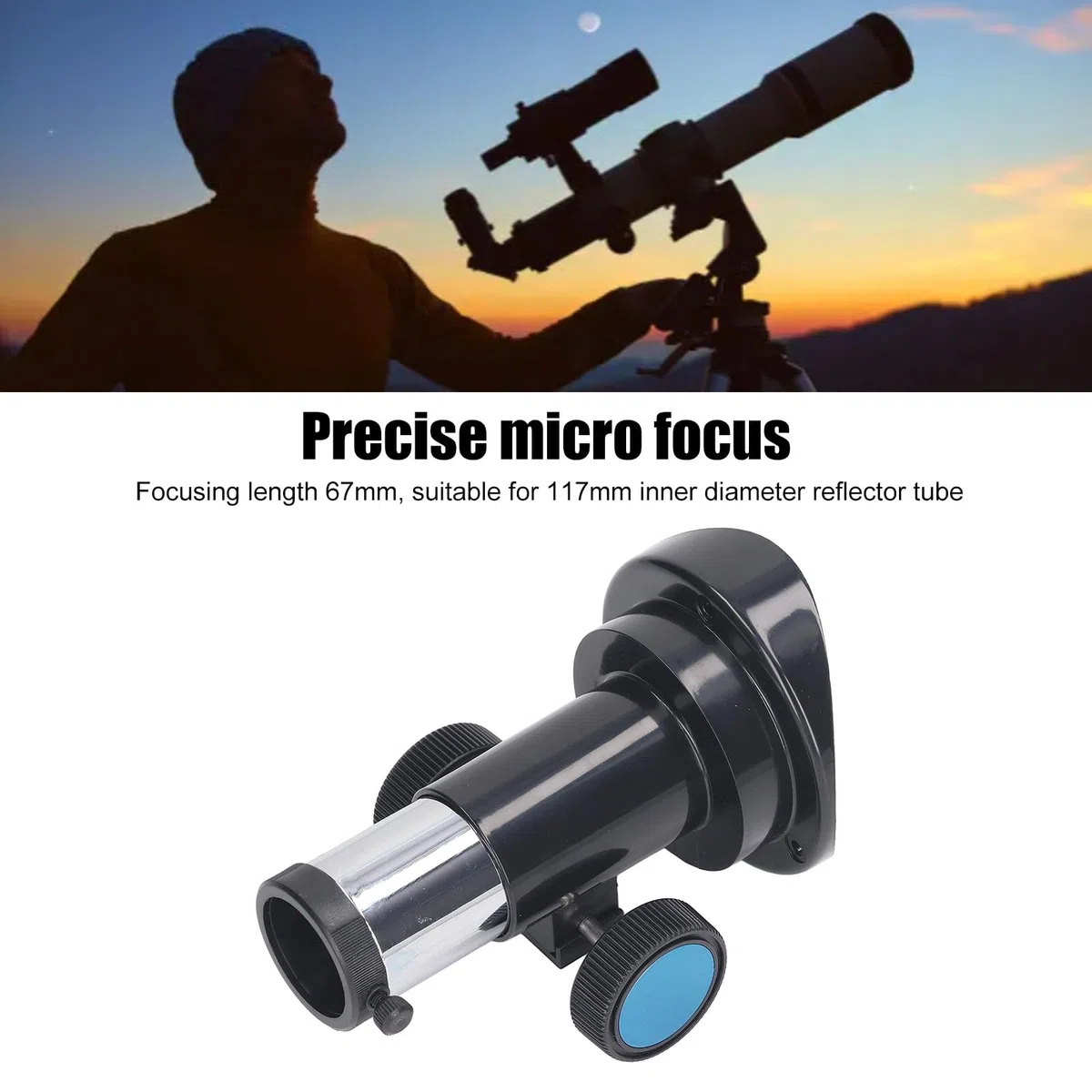Siège de Mise au Point pour télescope, focale de 67mm pour télescope astronomique, Interface d'oculaire de 1.25 Pouces, focalisateur de télescope réflecteur pour télescopes DIY