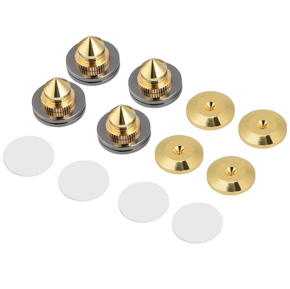4 Paires Pointes D'enceintes De Haut-parleurs En Cuivre Spike Ensemble De Haut-parleurs Hifi Haut-parleur Amplificateur Audio Dac Cd Isolation Support Pieds Coniques Base Antichoc Avec Adhésif