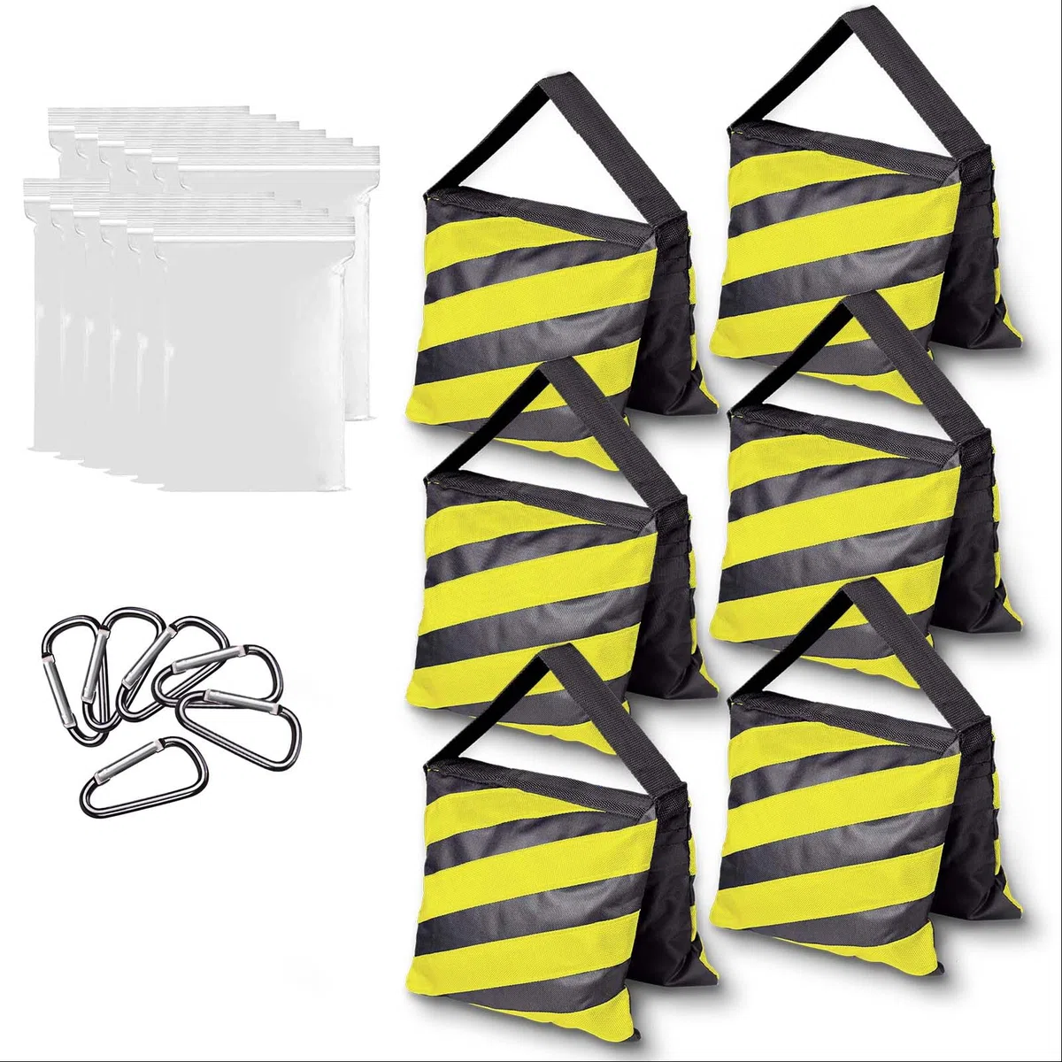 EMART 6 Pcs Sac de Sable Résistant pour Trépied de Photographie, Studio Photo et Vidéo, Jardin - Jaune et Noir
