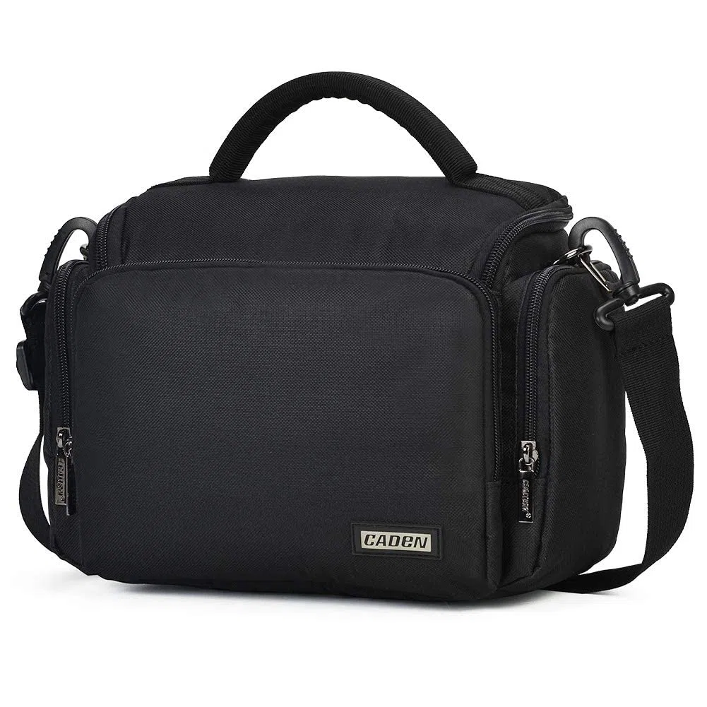 CADeN Sac à bandoulière en toile pour appareil photo avec insert amovible - Résistant aux chocs - Pour hommes et femmes (1.0 noir, L), Noir , L, Sac à dos