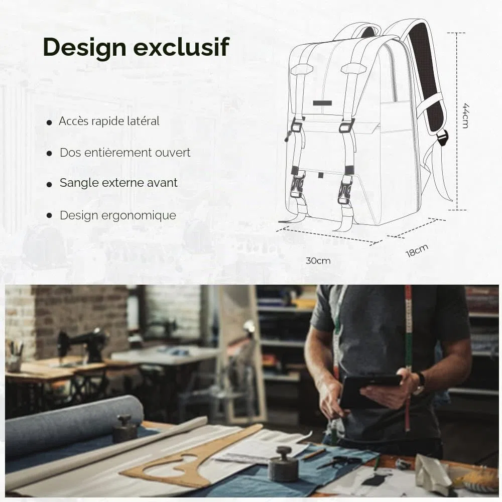 K&F CONCEPT Sac à Dos pour Appareil Photo, Sac Appareil Photo Reflex Grande Capacité résistant à l’eau avec Housse de Pluie pour DSLR Canon Nikon Sony Olympus DJI Drone Portable 15.6''