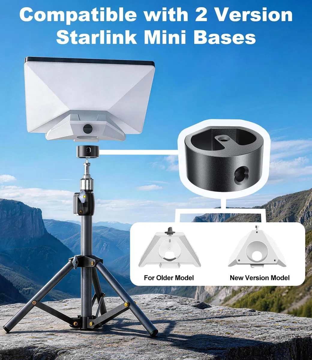 Mini trépied Starlink avec adaptateur, trépied réglable pour mini parabole Starlink, kit de montage portable pour mini support Starlink pour mini accessoires Starlink pour le camping en plein air