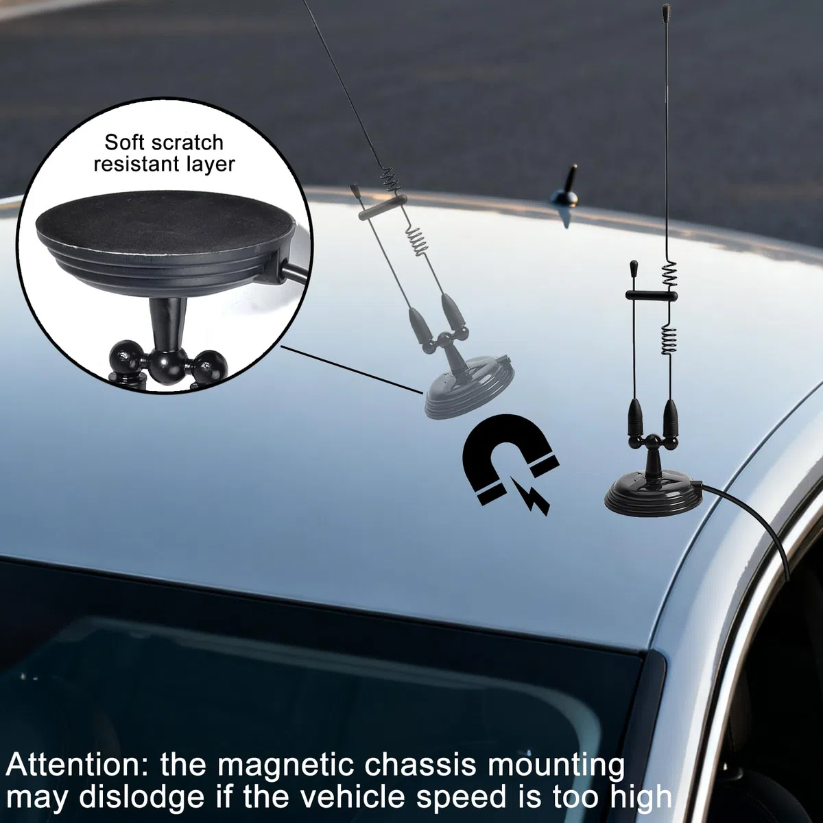 Antenne pour Radio Double Bande VHF/UHF 144/430 MHz, Antenne pour Radio Amateur avec Base Magnétique et Connecteur PL259, Câble RG-58 de 4 Metres