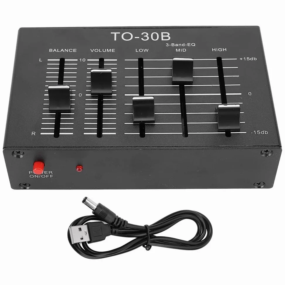 Égaliseur 3 Bandes EQ - Contrôle de Volume à Faible Bruit - Canaux Audio Haute, Moyenne, Basse pour Platines Vinyles, Cartes Son, Guitares