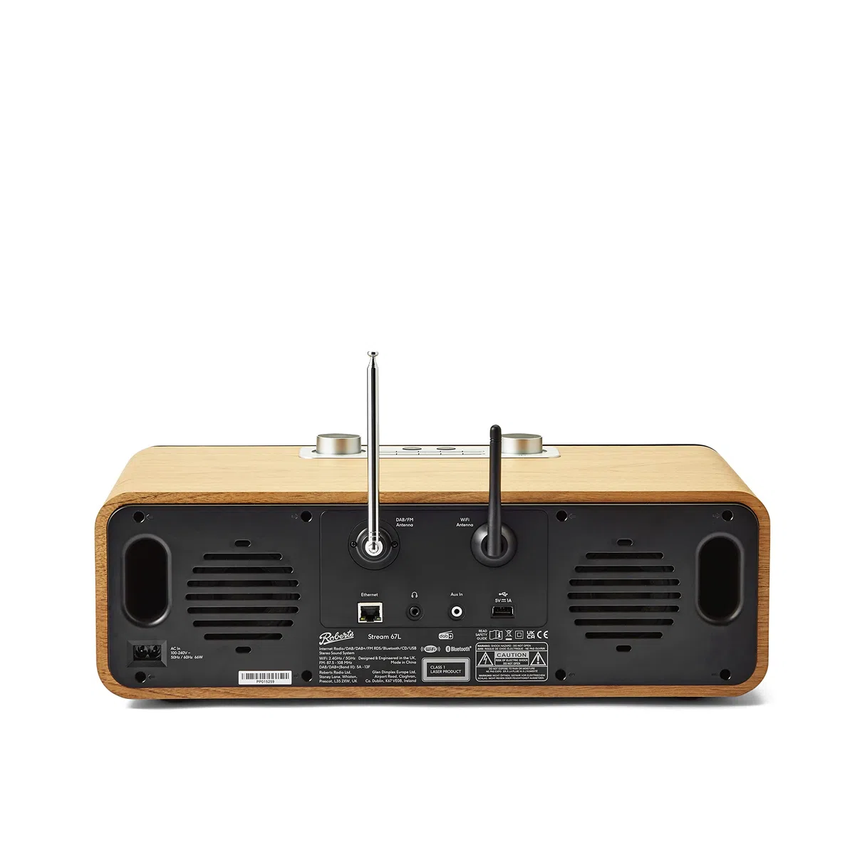 Roberts Stream 67L Stéréo Systeme Son, Dab+/FM/Bluetooth/WiFi/CD/USB, Cerisier