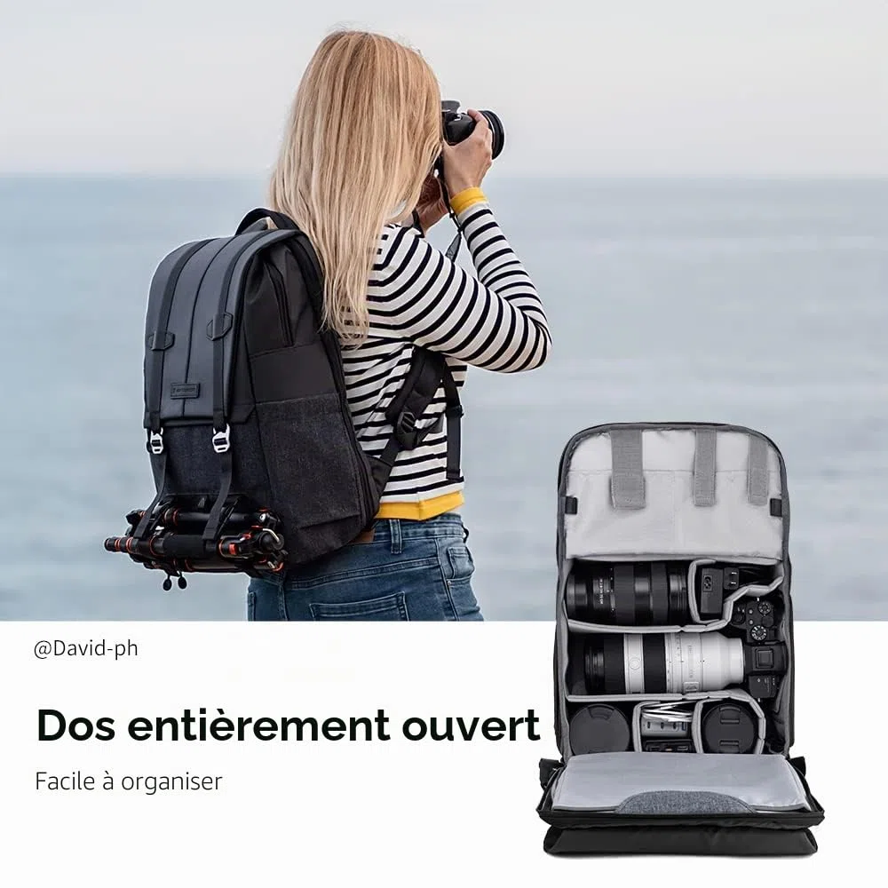 K&F CONCEPT Sac à Dos pour Appareil Photo, Sac Appareil Photo Reflex Grande Capacité résistant à l’eau avec Housse de Pluie pour DSLR Canon Nikon Sony Olympus DJI Drone Portable 15.6''