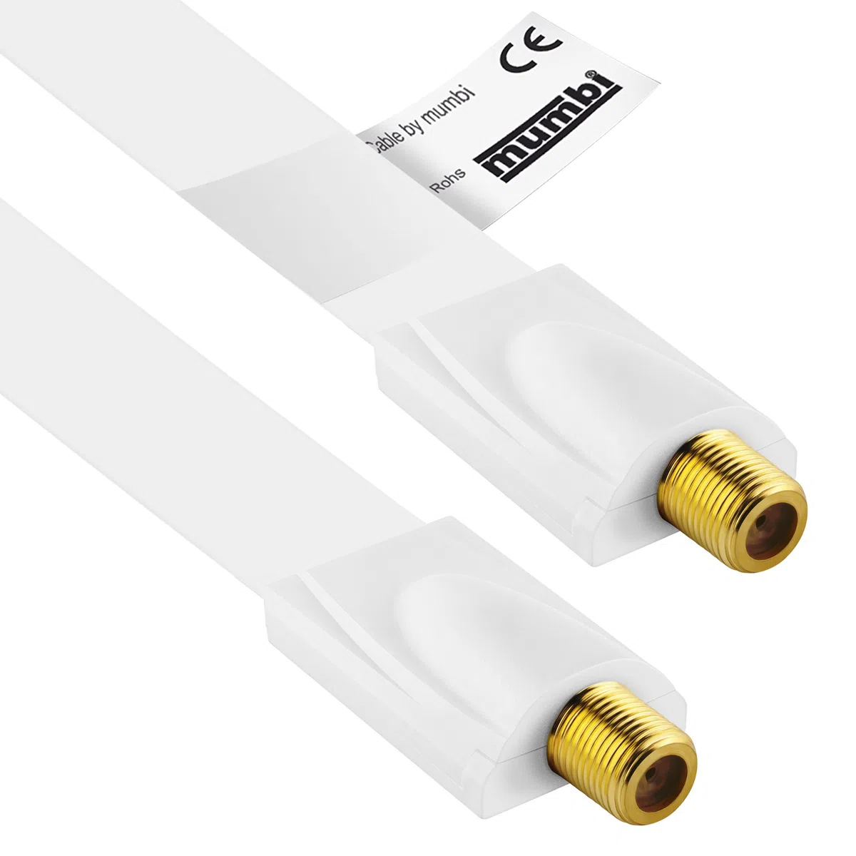 mumbi 30 cm Passe-fenêtre pour cble Satellite (connecteur F vers fiche F) extrêmement Plat, blanc