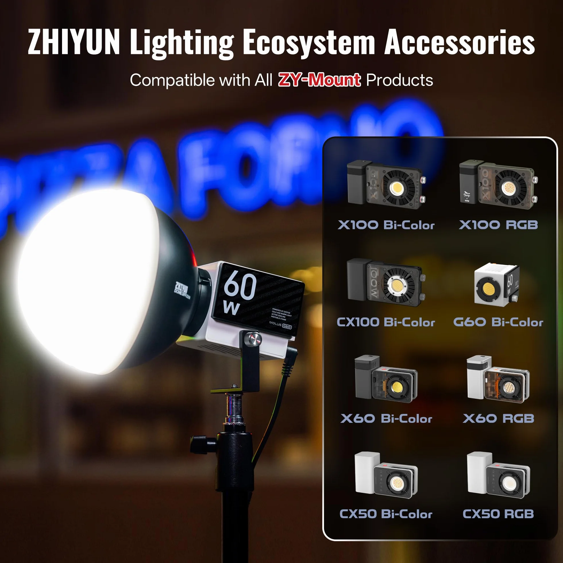 ZHIYUN Diffuseur Dome pour Lampe Vidéo X60/ CX100/ G60/ X100 avec ZY Mount